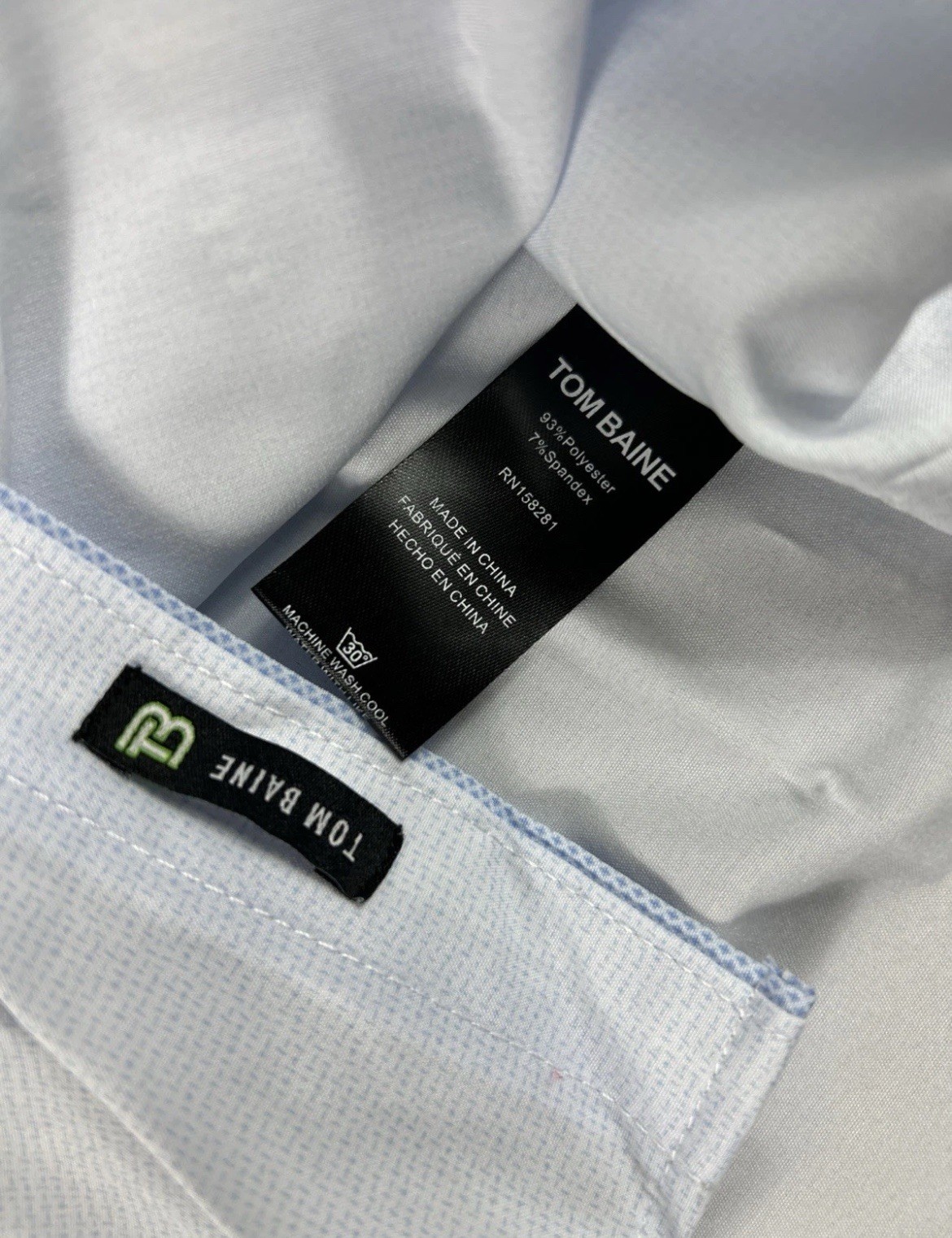 Tom Baine Dress Shirt Slim Performance Large 16-16.5 White Polyester MSRP $70
