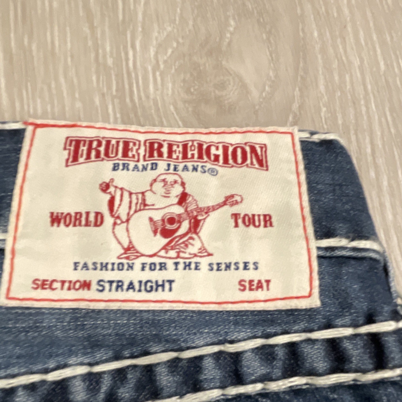 True Religion World Tour Men’s Straight Mid Rise Dark Wash Blue Denim Jeans