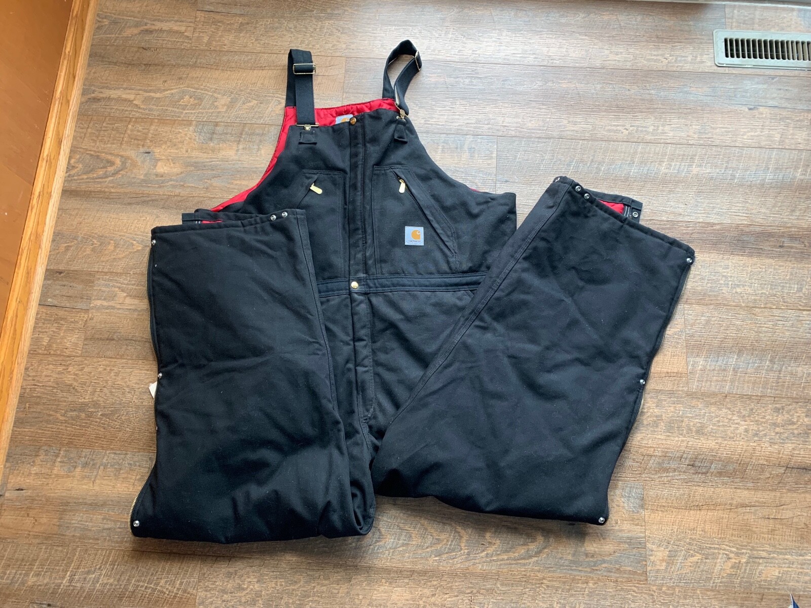 NWT Carhartt R38BLK Biberalls 48×32 Duck Canvas QuiltedZip To Waist USA Union