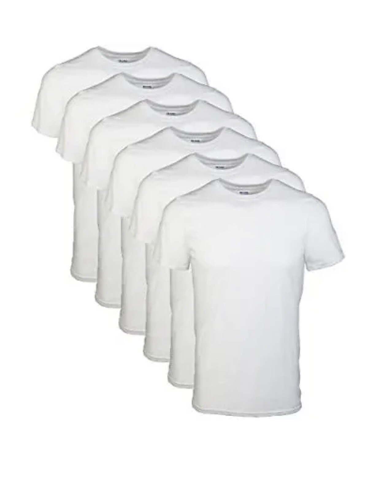 Men’s Crew T-Shirts, Multipack, Style G1100, White (6-Pack), Small