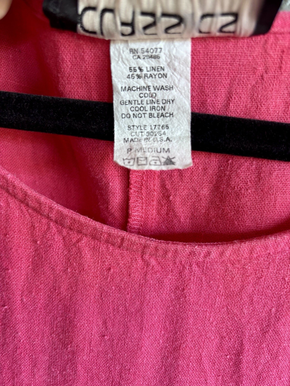 Classics by Carol Anderson Pink Linen Rayon Shift Midi Dress Embroidered PM
