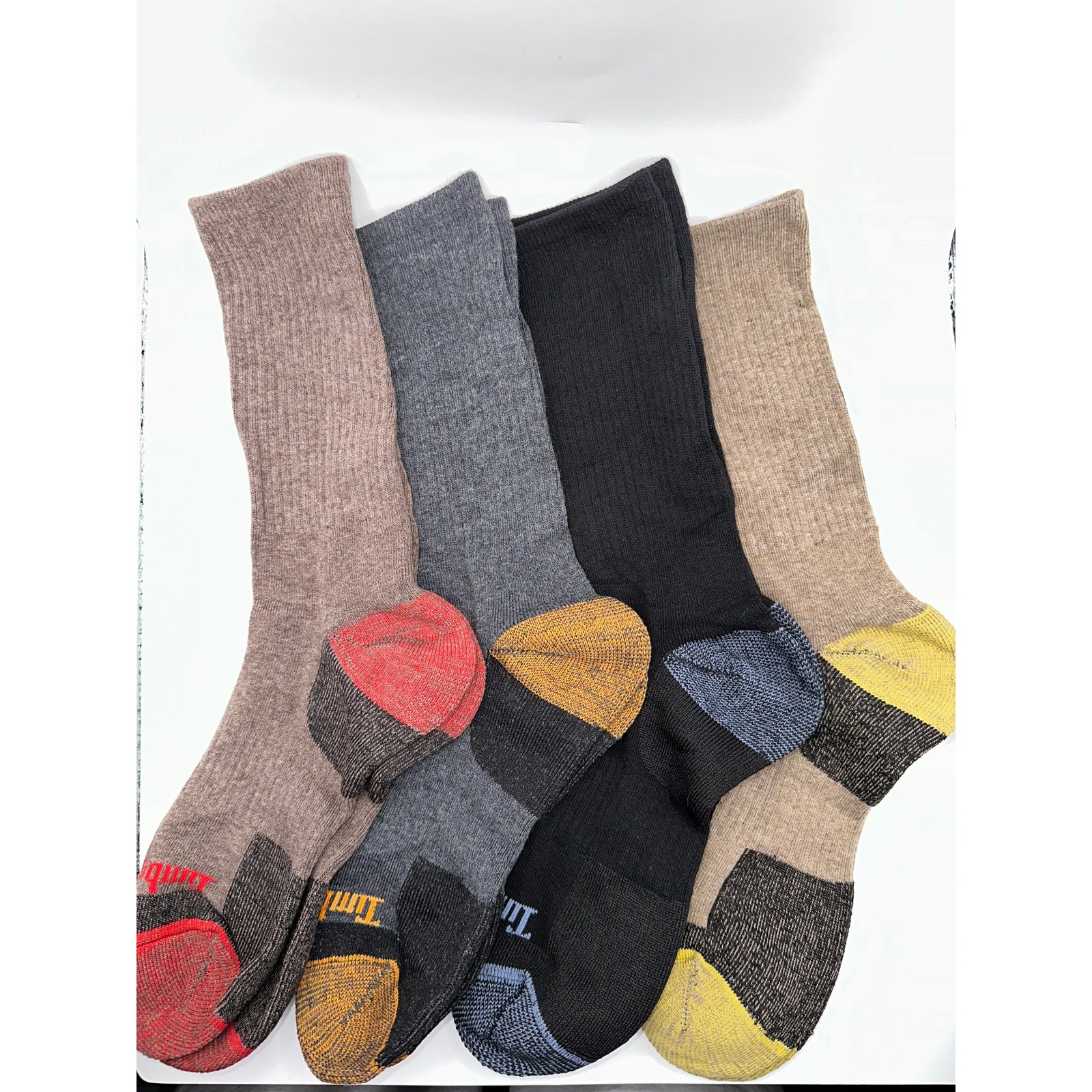 Timberland Unisex Cushioned Crew Socks 4 Pairs – Wool Blend, Thermal Large