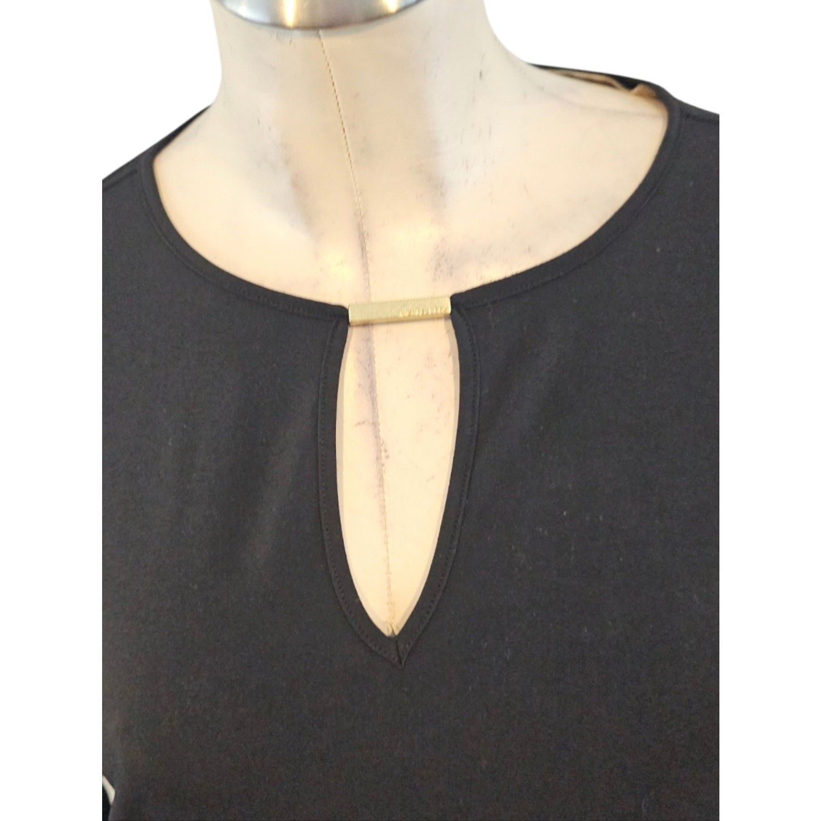 Michael Kors Size S Black Shift Dress with Keyhole Neck Bell Sleeves