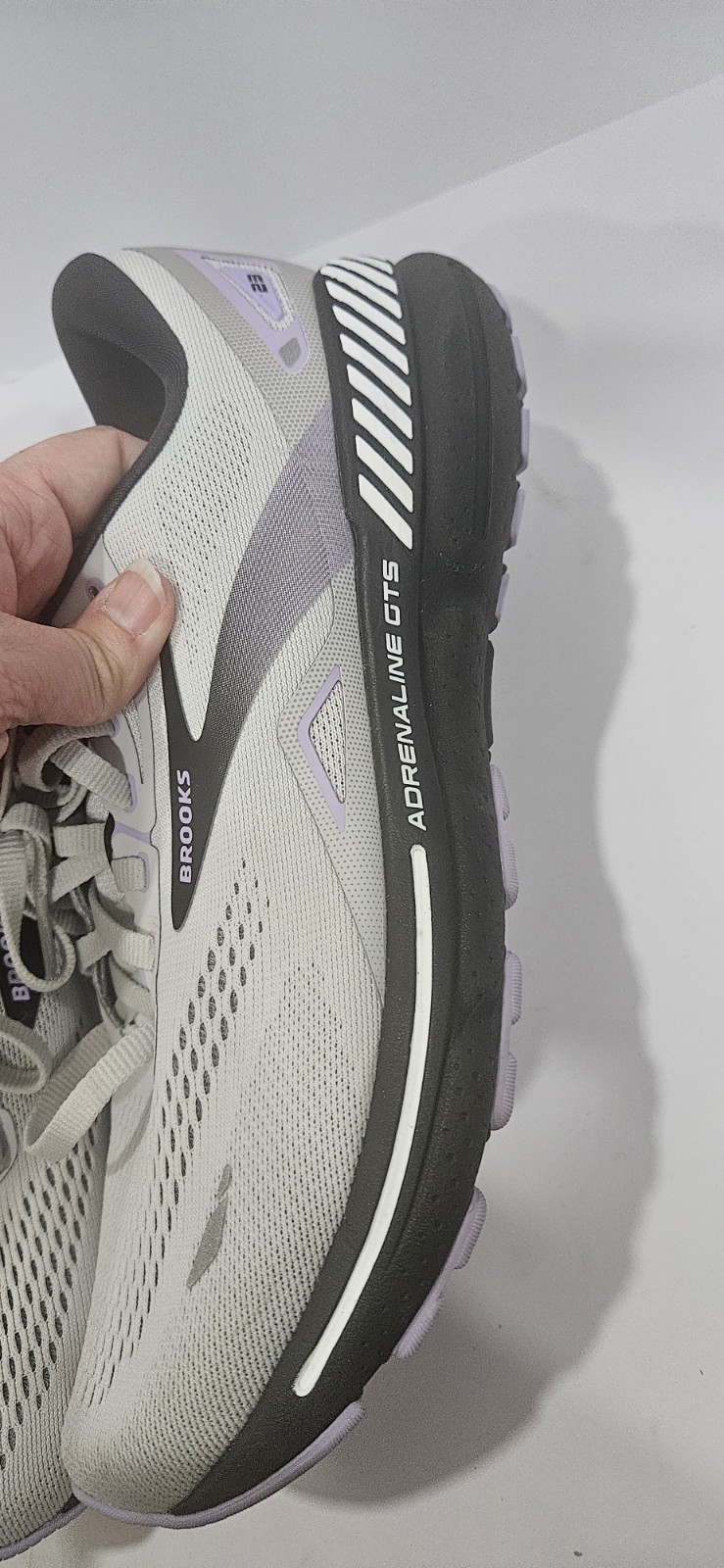 Brooks Adrenaline GTS 23 in grey, black, and purple. Size 9.5 Women’s