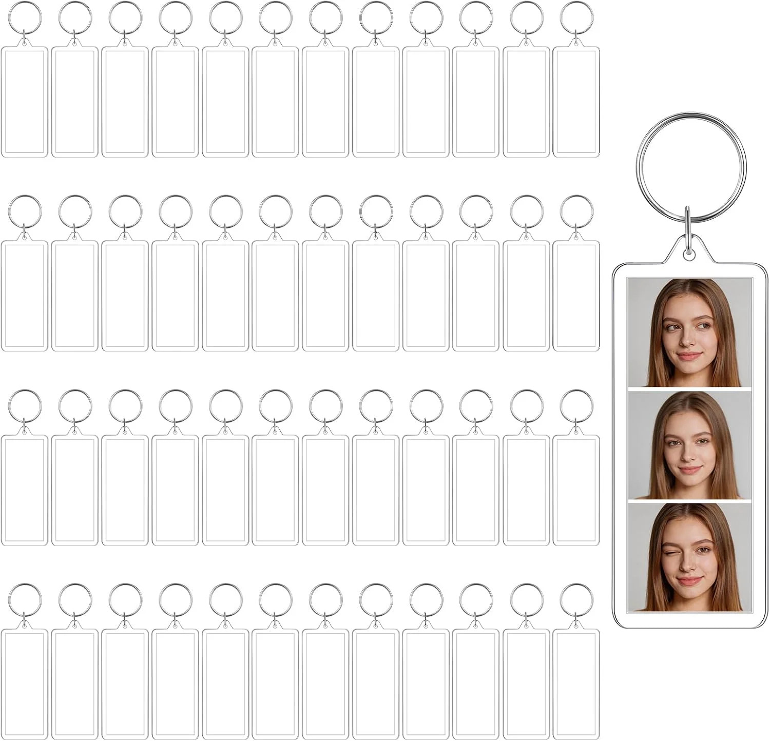 Acrylic Photo Keychain Bulk Set – Double Sided Picture Frame Keychain Holder