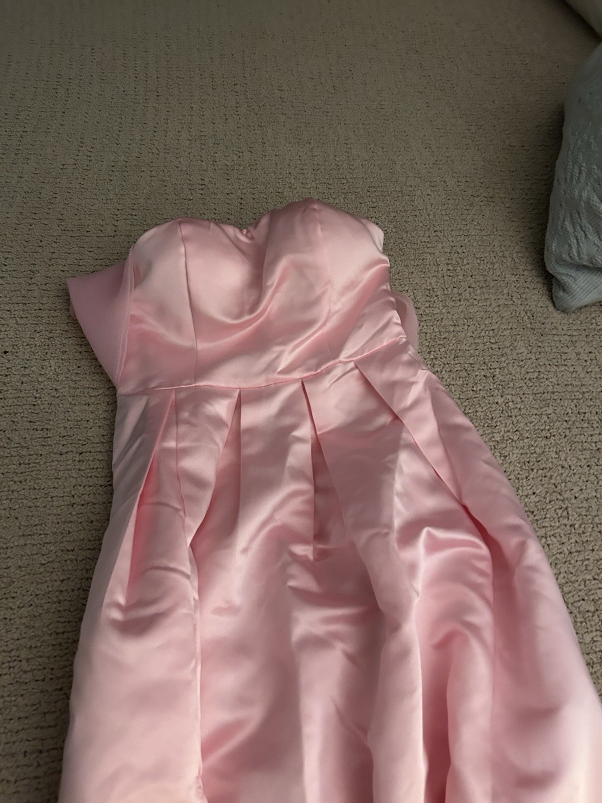 Pink Satin Strapless Sweetheart Neck A-Line Long Dress Regular Women’s S