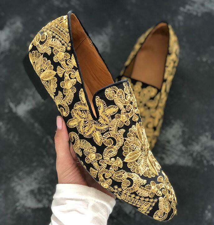 Men‘s Banquet Leather Shoes Embroidery Dress Flower Wedding Loafer Cocktail 2026
