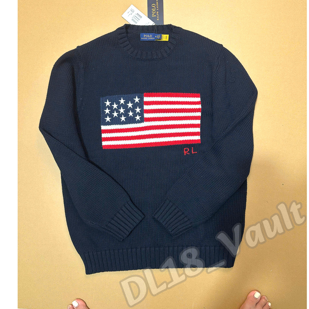 POLO RALPH LAUREN American Flag Navy Blue Knit NWT Small