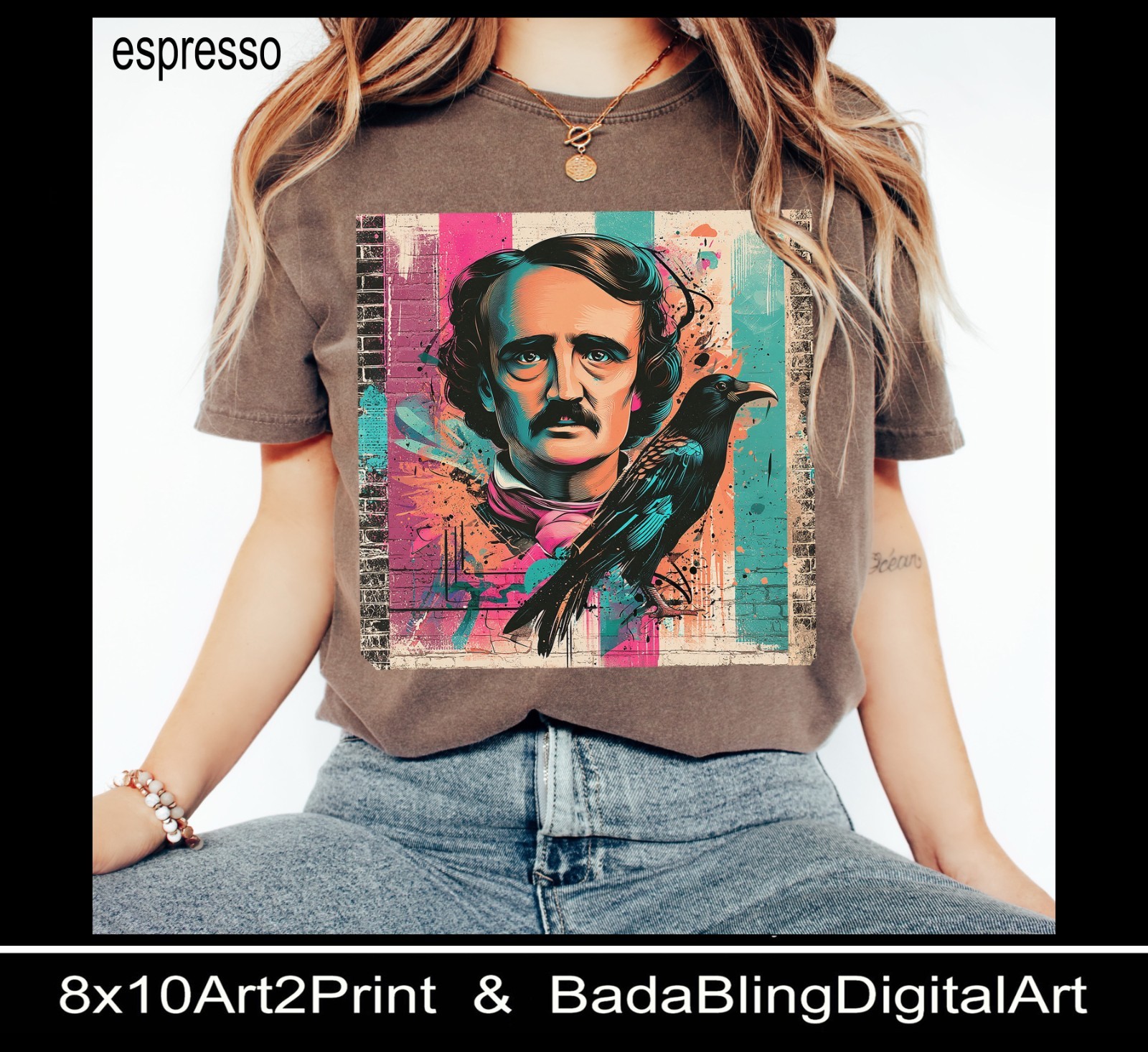 Edgar Allan Poe original art TSHIRTS artistic comfort color t-shirts