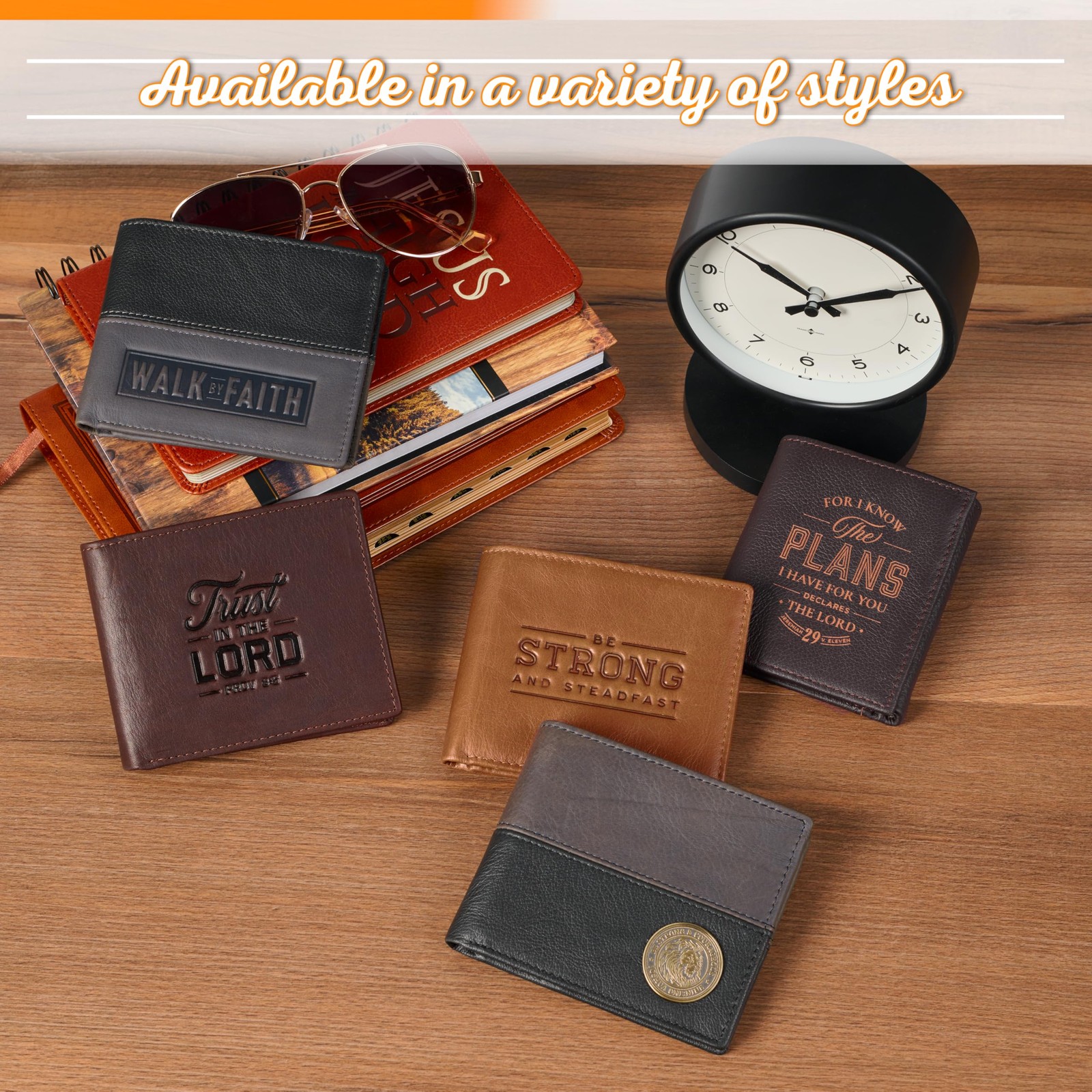 Christian Art Gifts Genuine Full Grain Leather RFID Blocking Scripture Wallets f