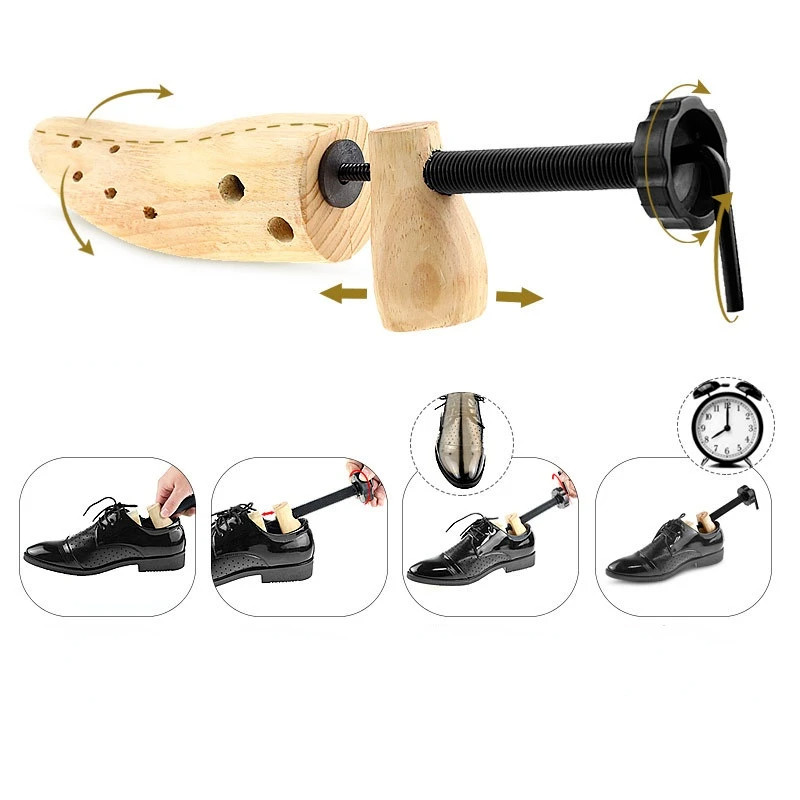 2-Way Wooden Adjustable Shoe Stretcher Expander Men Women Boot Size US 4-14