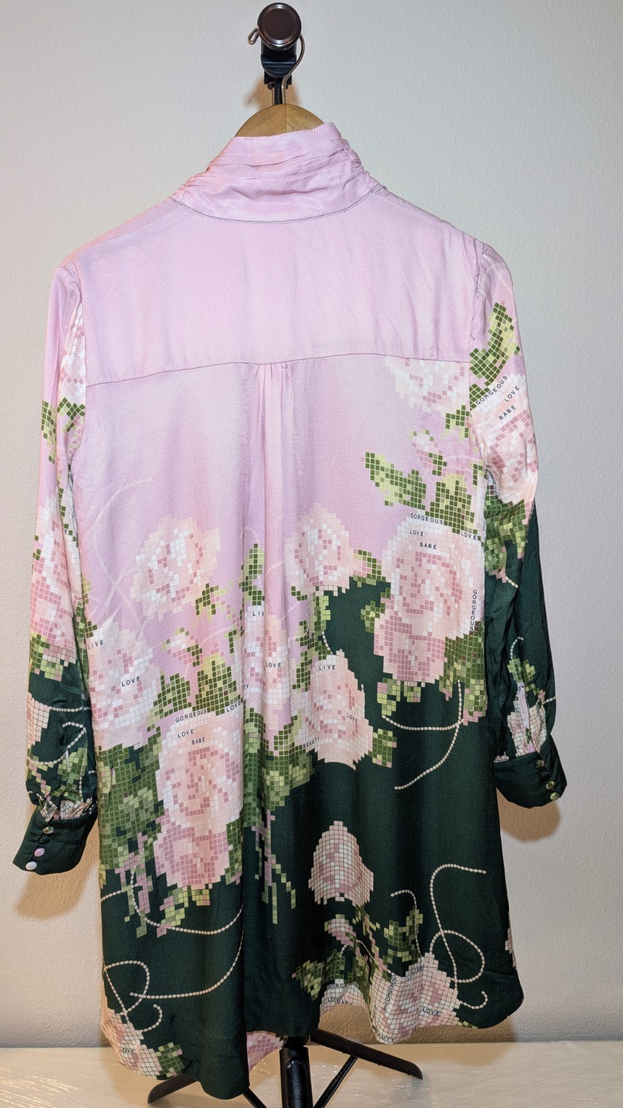 NWT Anthropologie Caroline Tie-Neck Mini Dress by Maeve S Pink & Green Floral