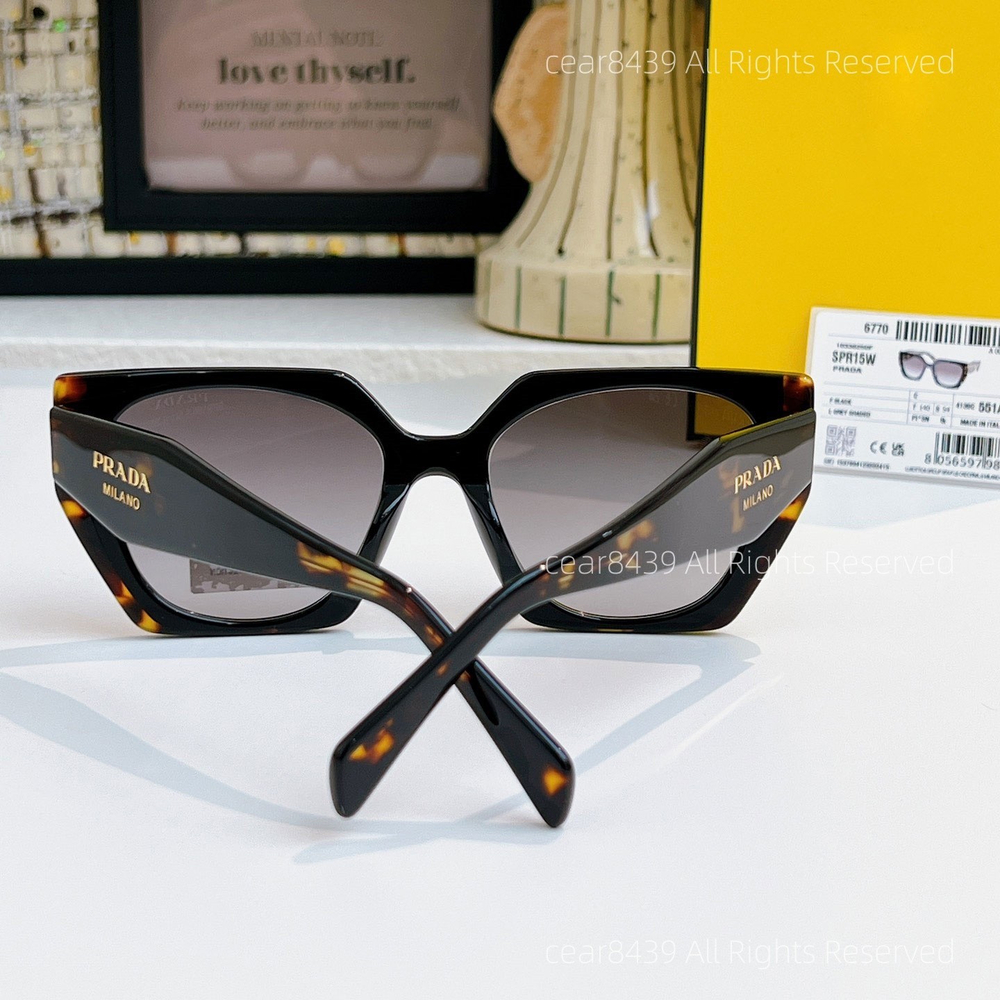 Prada Women Sunglasses Designer PR15WS Tortoise Gray Lens Oversize Authentic