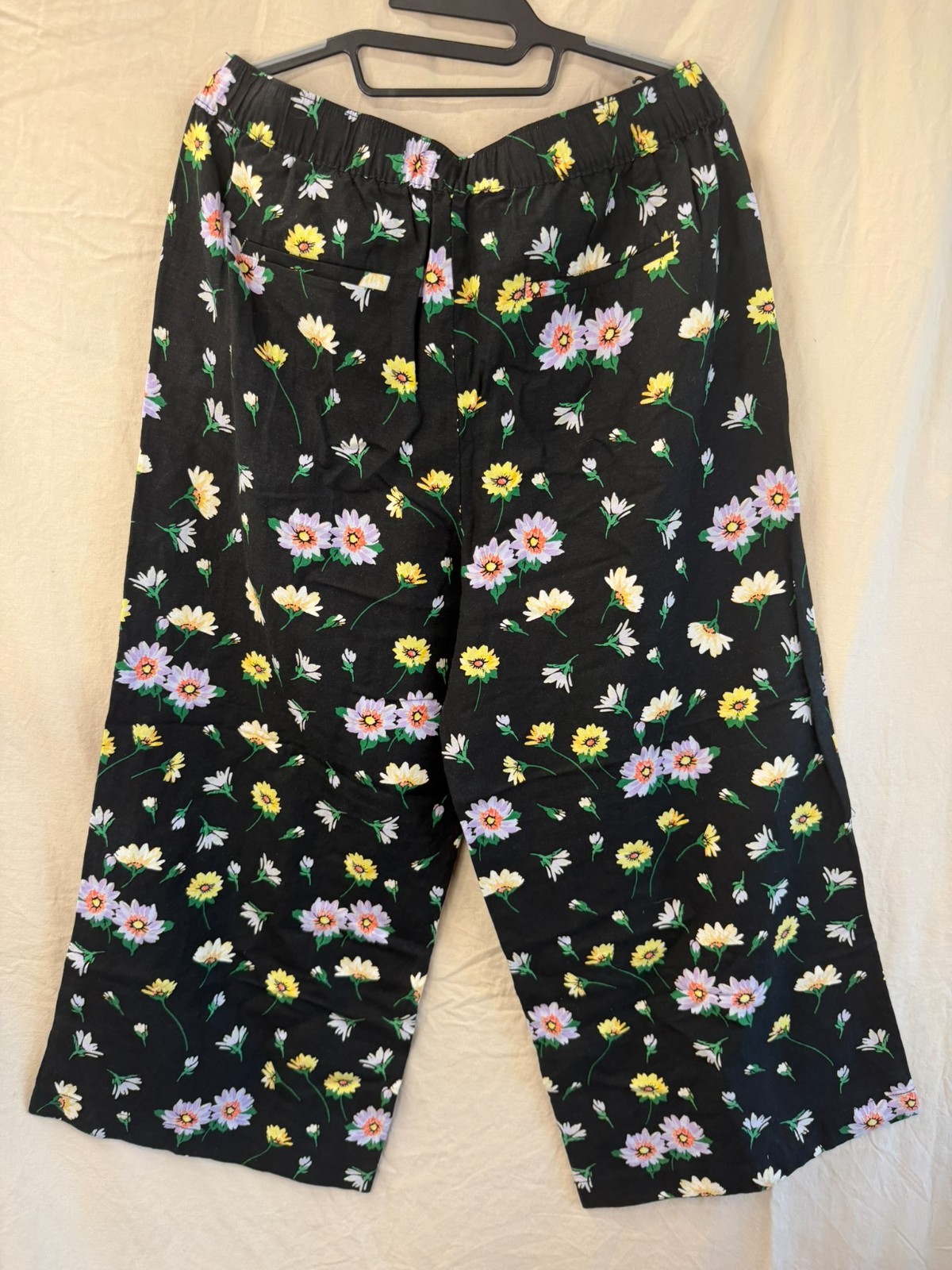 LOFT Brand Waist Floral Print Wide Leg Crop Pants Size Large