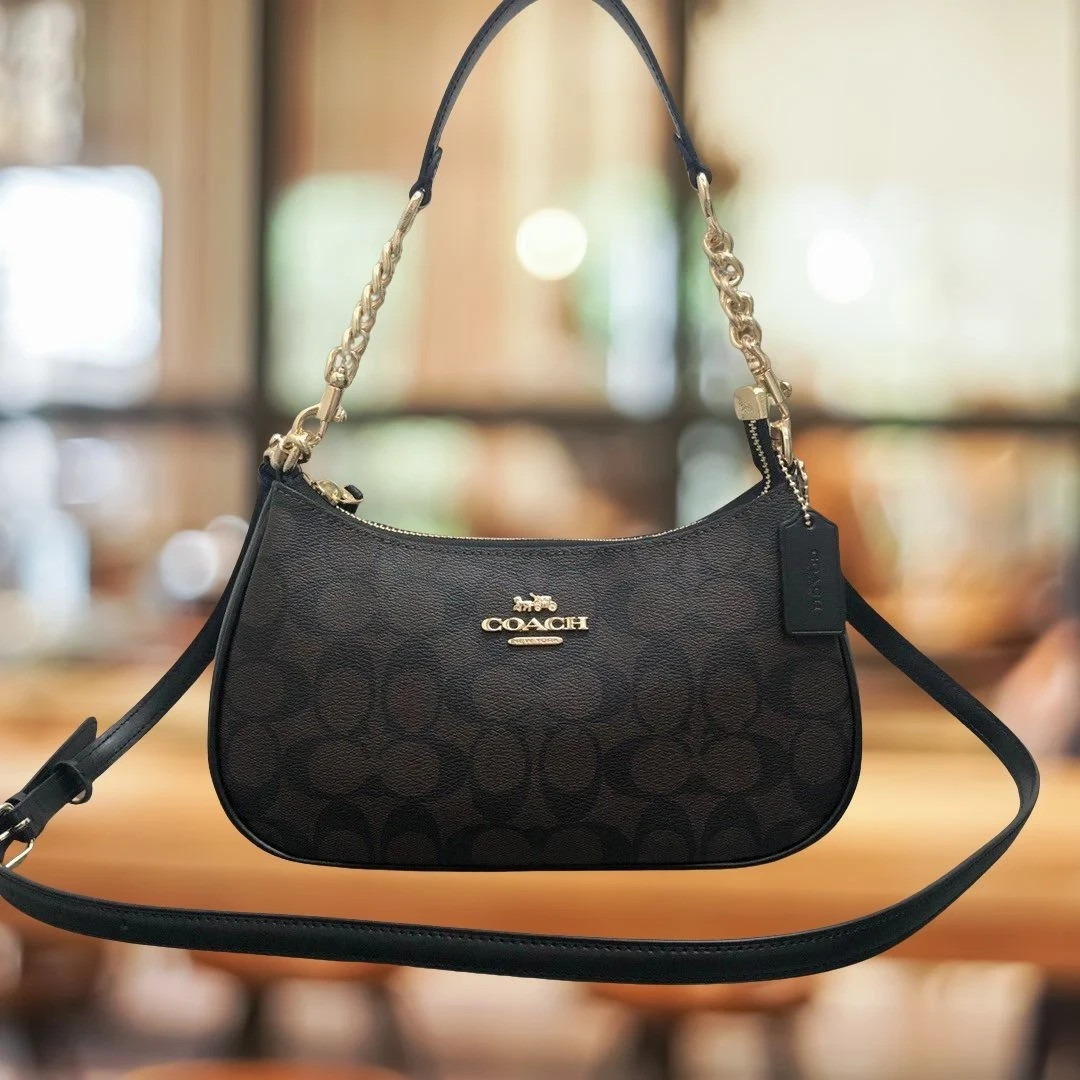 COACH Teri Shoulder Bag in Signature Canvas Brown New