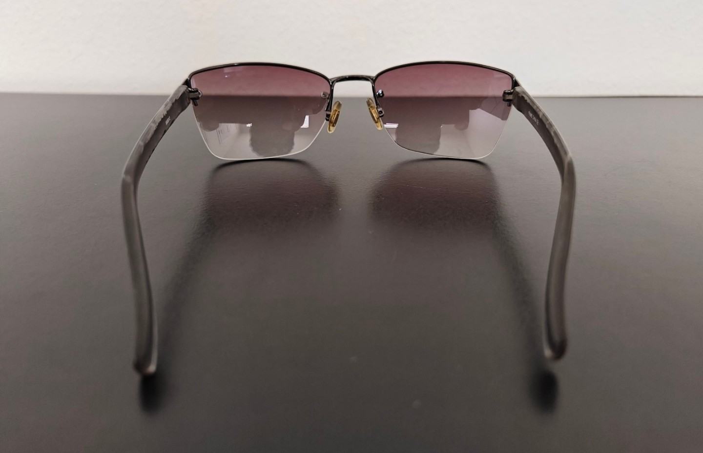 Moschino Men’s Rimless Sunglasses Black Metal Frame Brown Gradient Lens 800812