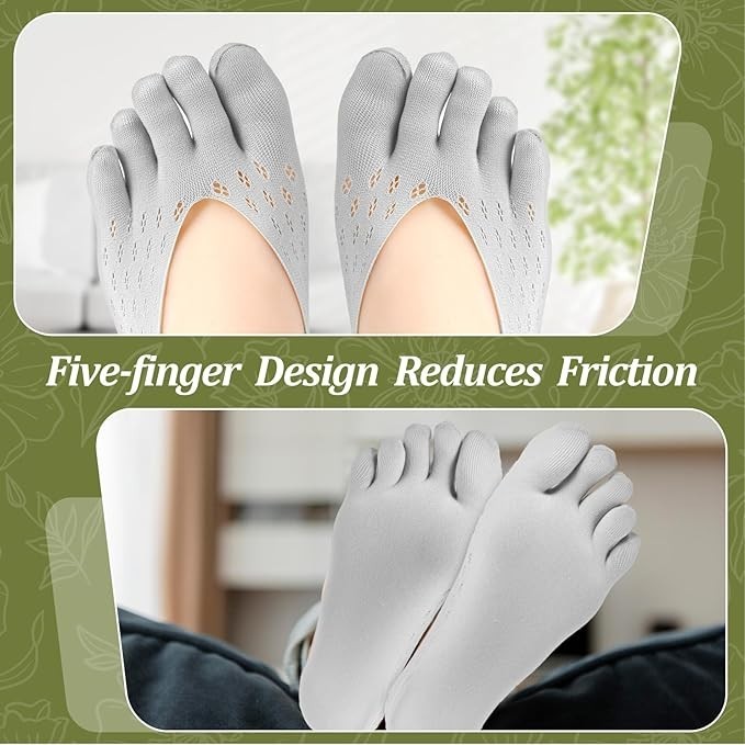6 Pairs Toe Socks for Bunion Low Cut Five Finger Non-Slip Yoga Socks
