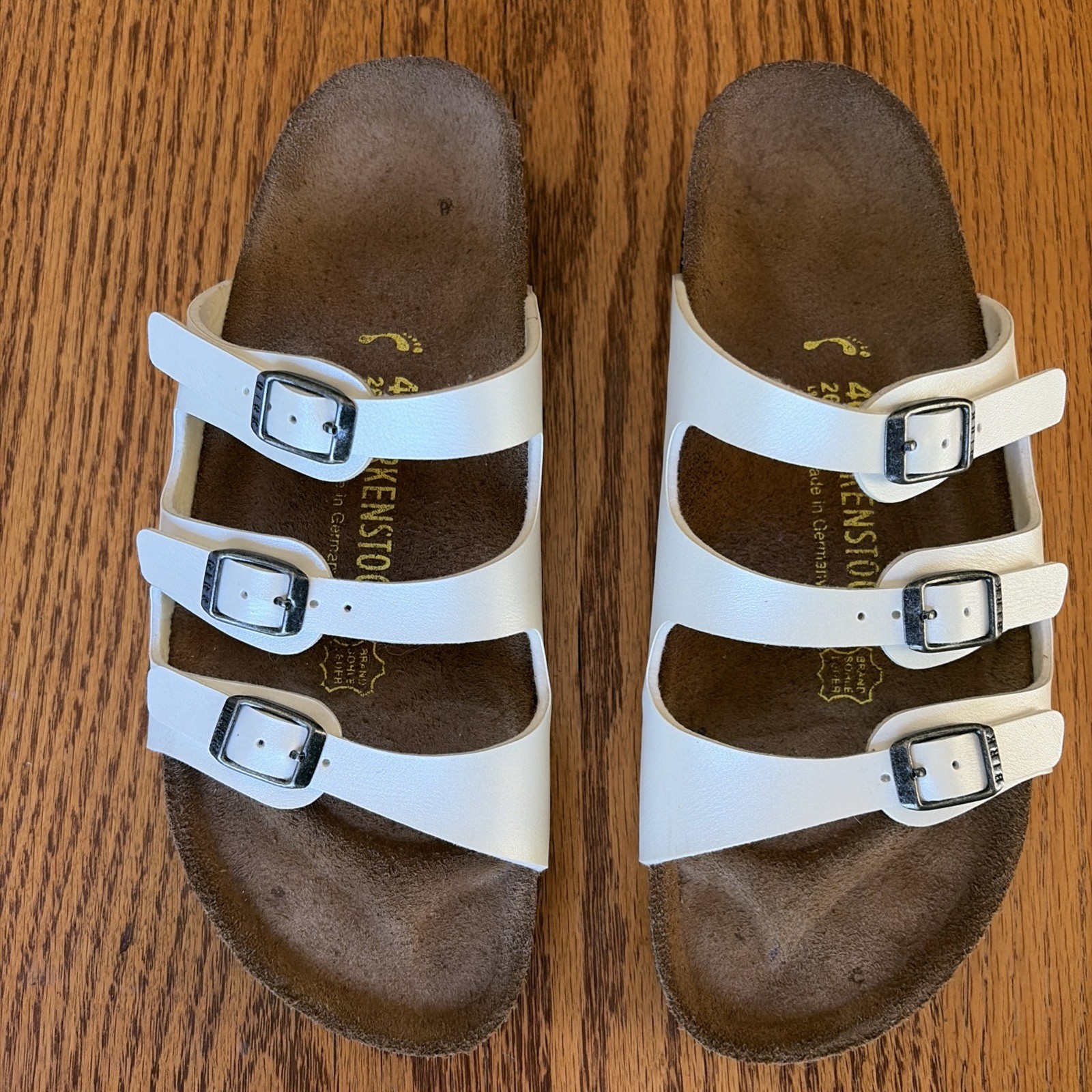 Birkenstock Women 9 EU 40 Narrow Florida Pearl White Birko-Flor Sandals