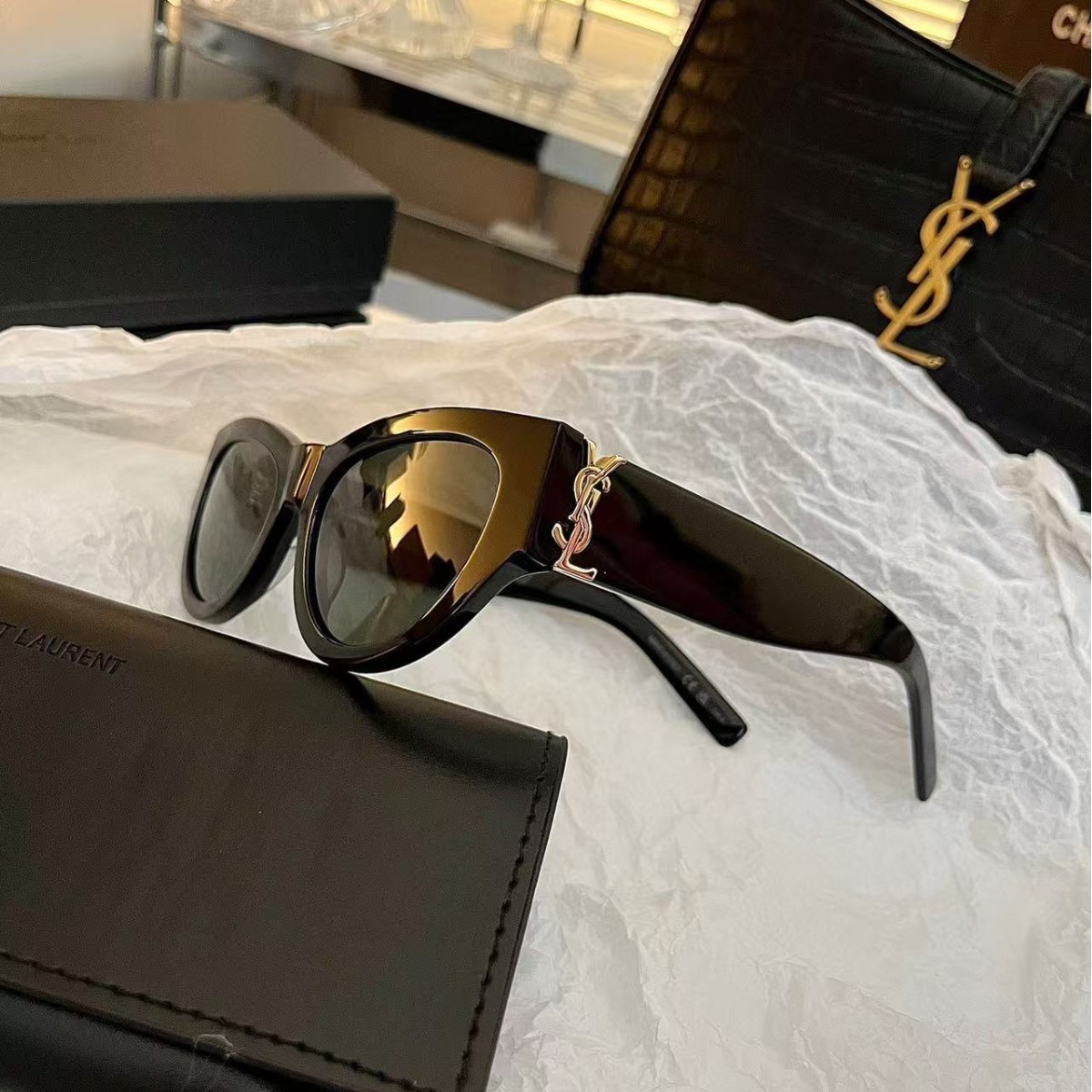 Saint Laurent SL M94 Women’s Sunglasses Cat Eye Acetate Black