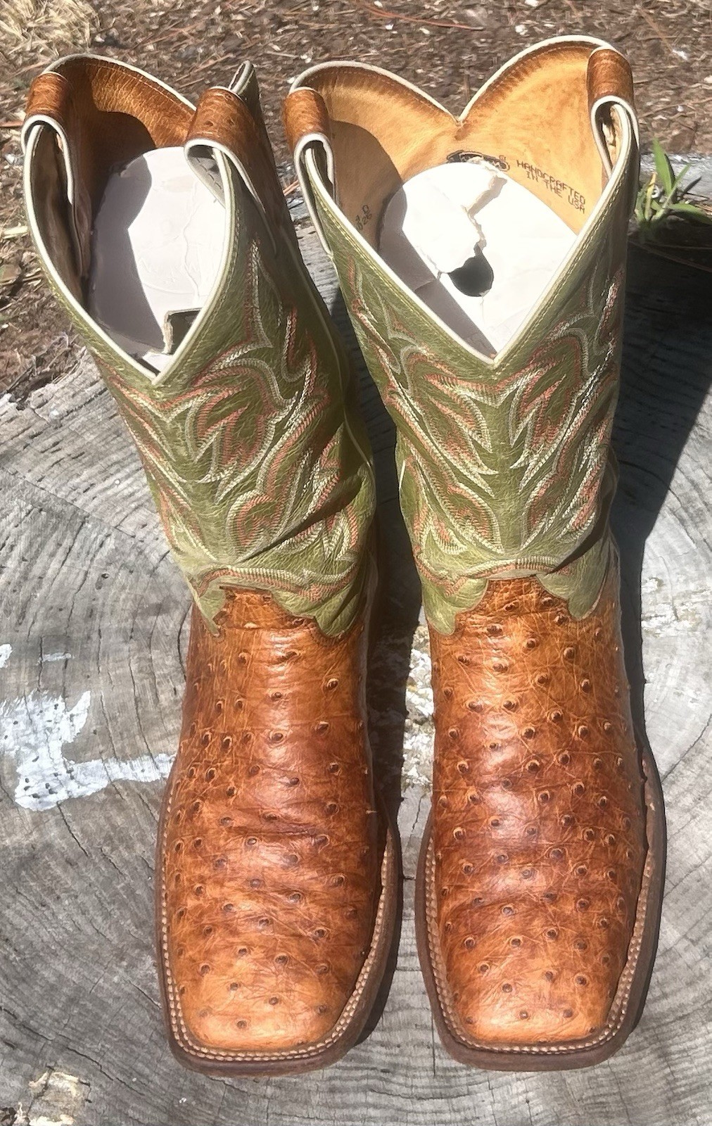 Justin Full Quill Exotic Ostrich Roper Boots:Excellent Condition 9-D