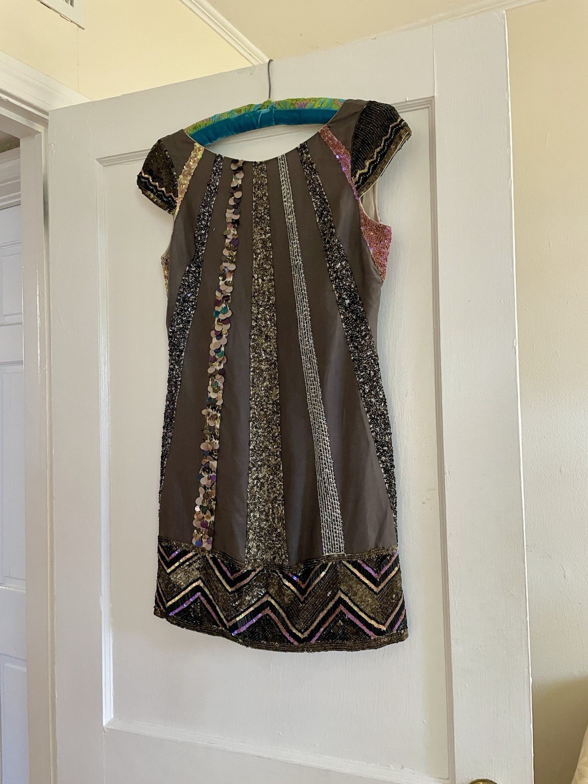 Women’s ALLSAINTS Hand Embellished Viscose Mini Shift Dress Sequined Size US 4