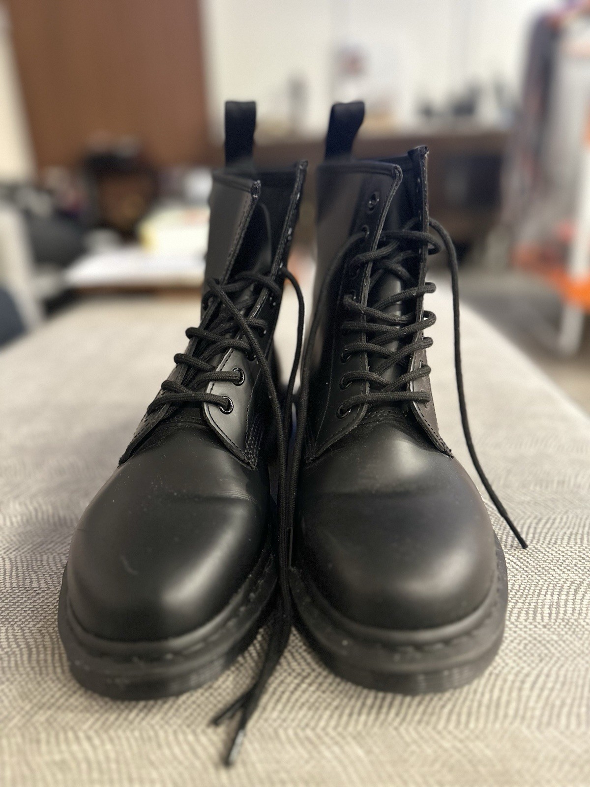 Dr. Martens Black Leather Lace-Up Combat Ankle Boots Round Toe Men’s US 11