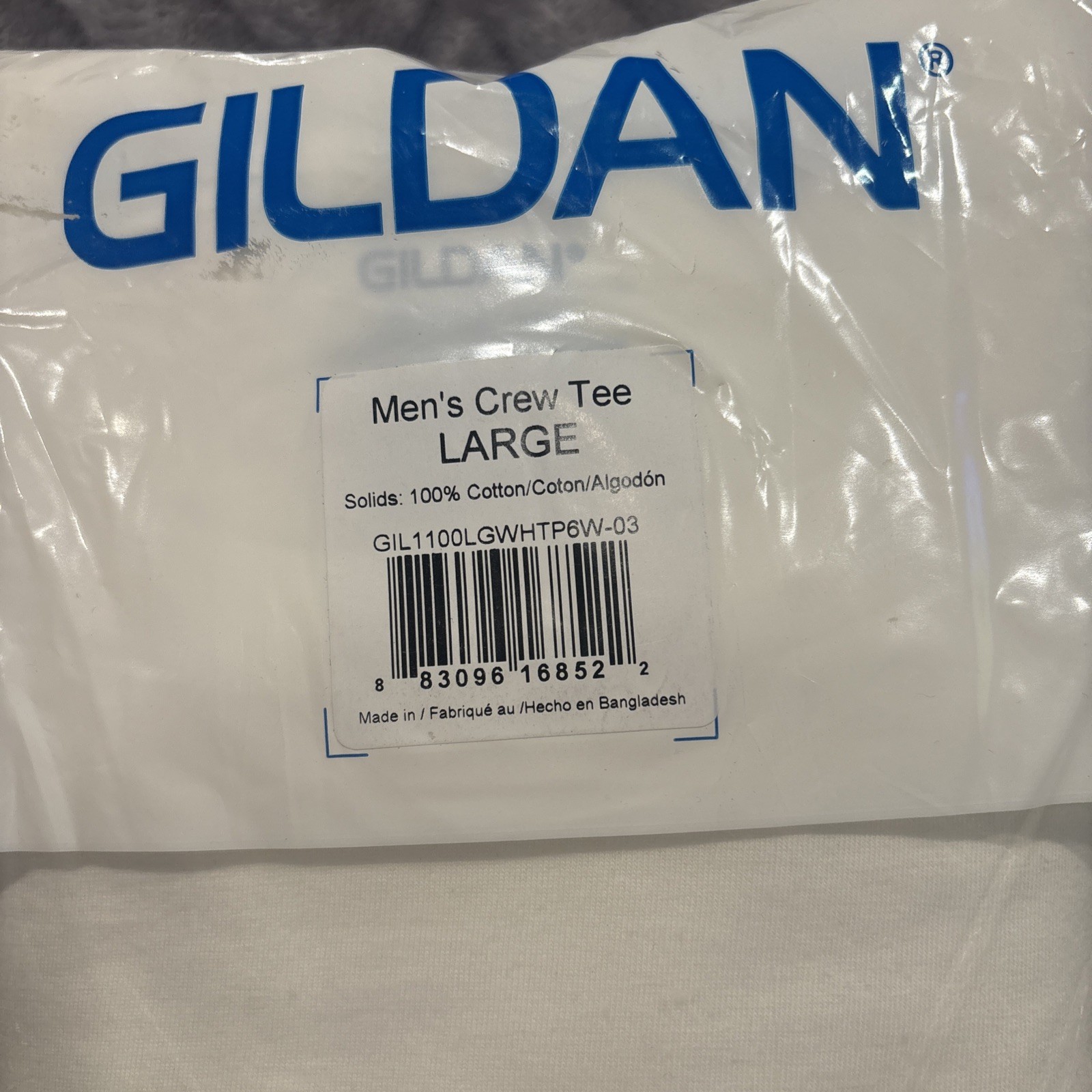 Gildan Men’s Crew T-Shirts Multipack Style G1100 Large White (6-pack)