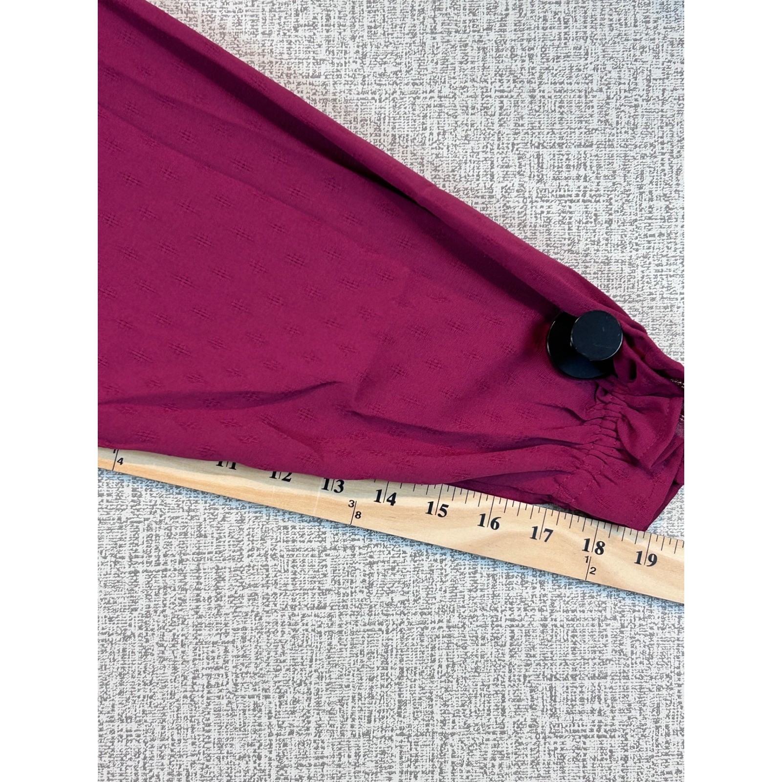 NWT Boho Women XL Berry Wine Smocked Long Sleeve Dobby Blouse Peasant Top Casual