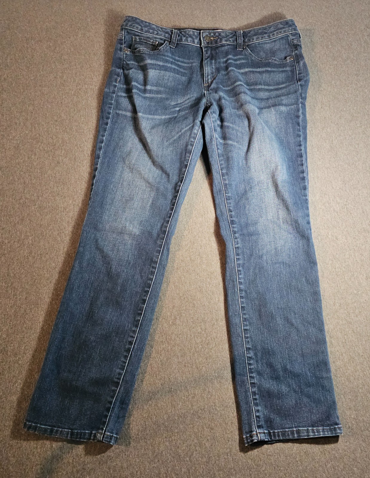 Sonoma Slim Straight Leg Mid Rise Medium Wash Blue Jeans Denim Women Sz 14