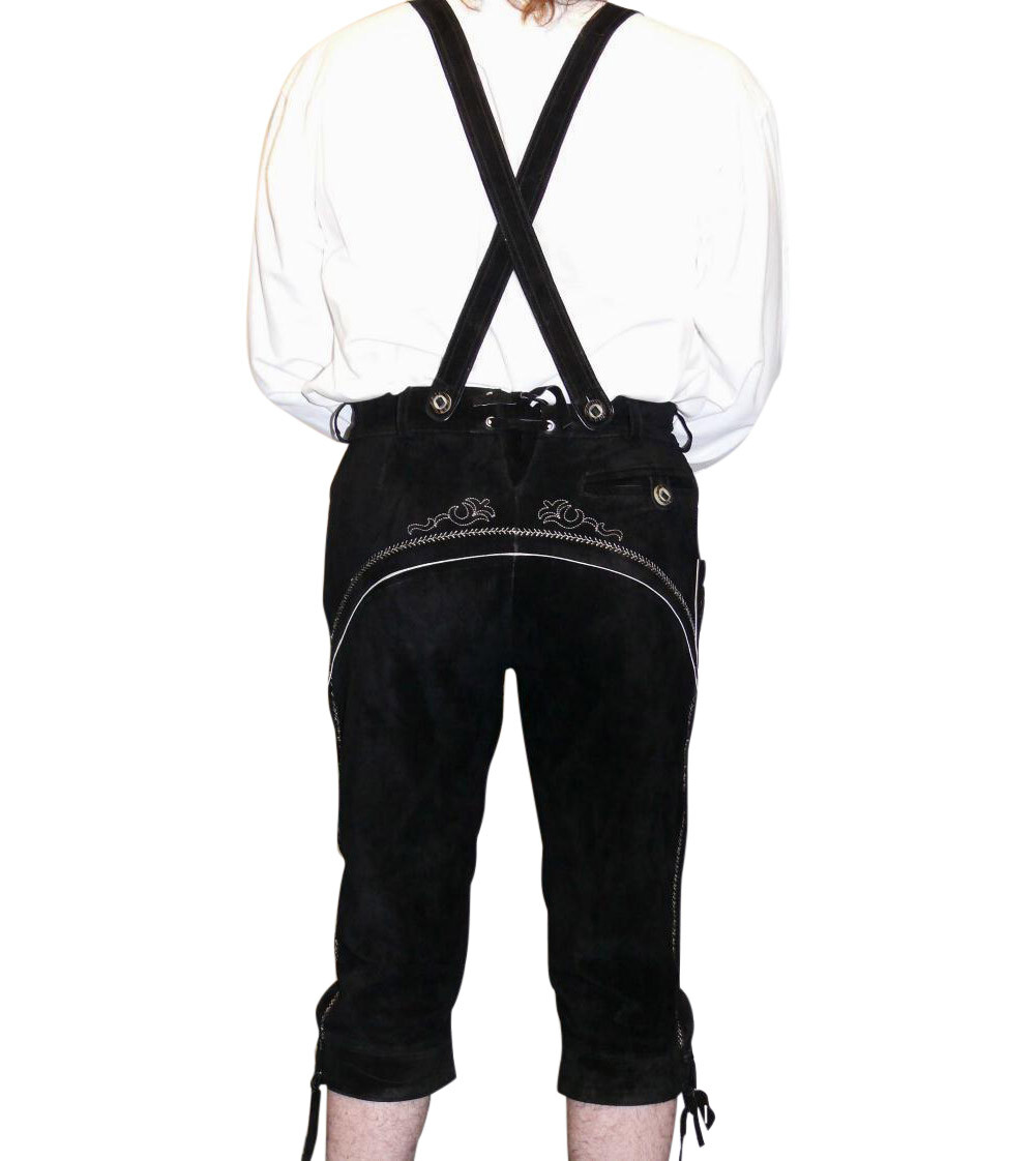 Black Leather Bundhosen Lederhosen Short Pants German Oktoberfest Sz 32″ to 56″