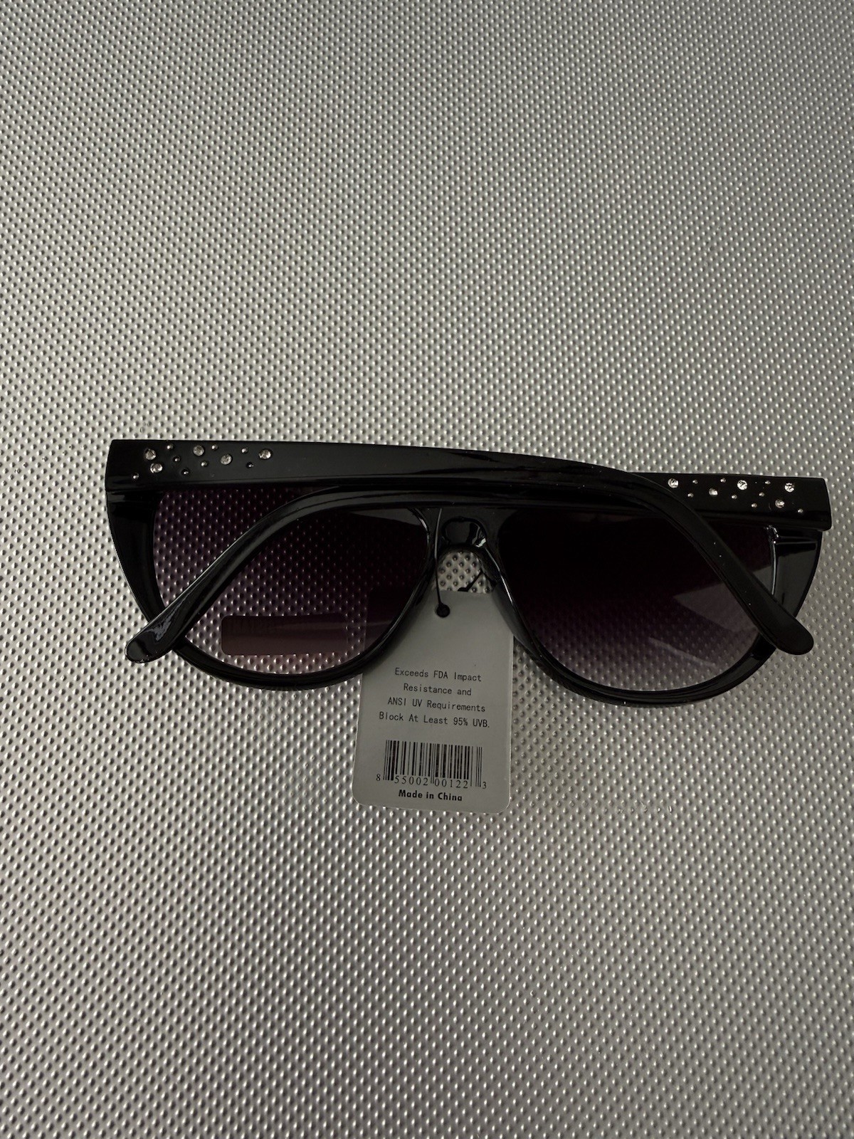 Women’s Cat Eye Sunglasses Black Plastic Frame Gray Tinted Polycarbonate UVB A10