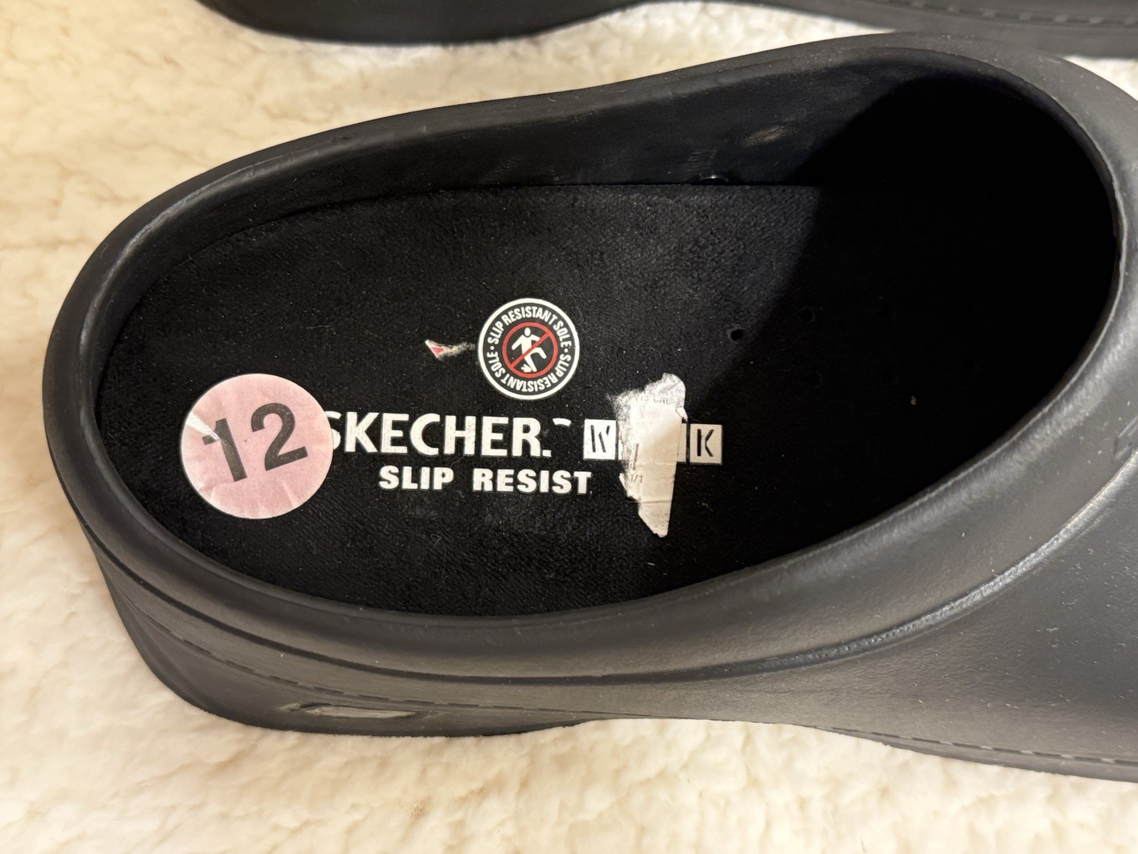 Men’s Sketcher’s Work Slip Resistance Size 12 Black Slip-on Used