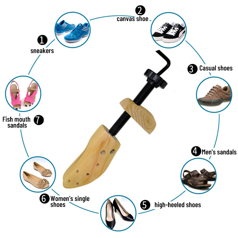 2-Way Wooden Adjustable Shoe Stretcher Expander Men Women Boot Size US 4-14
