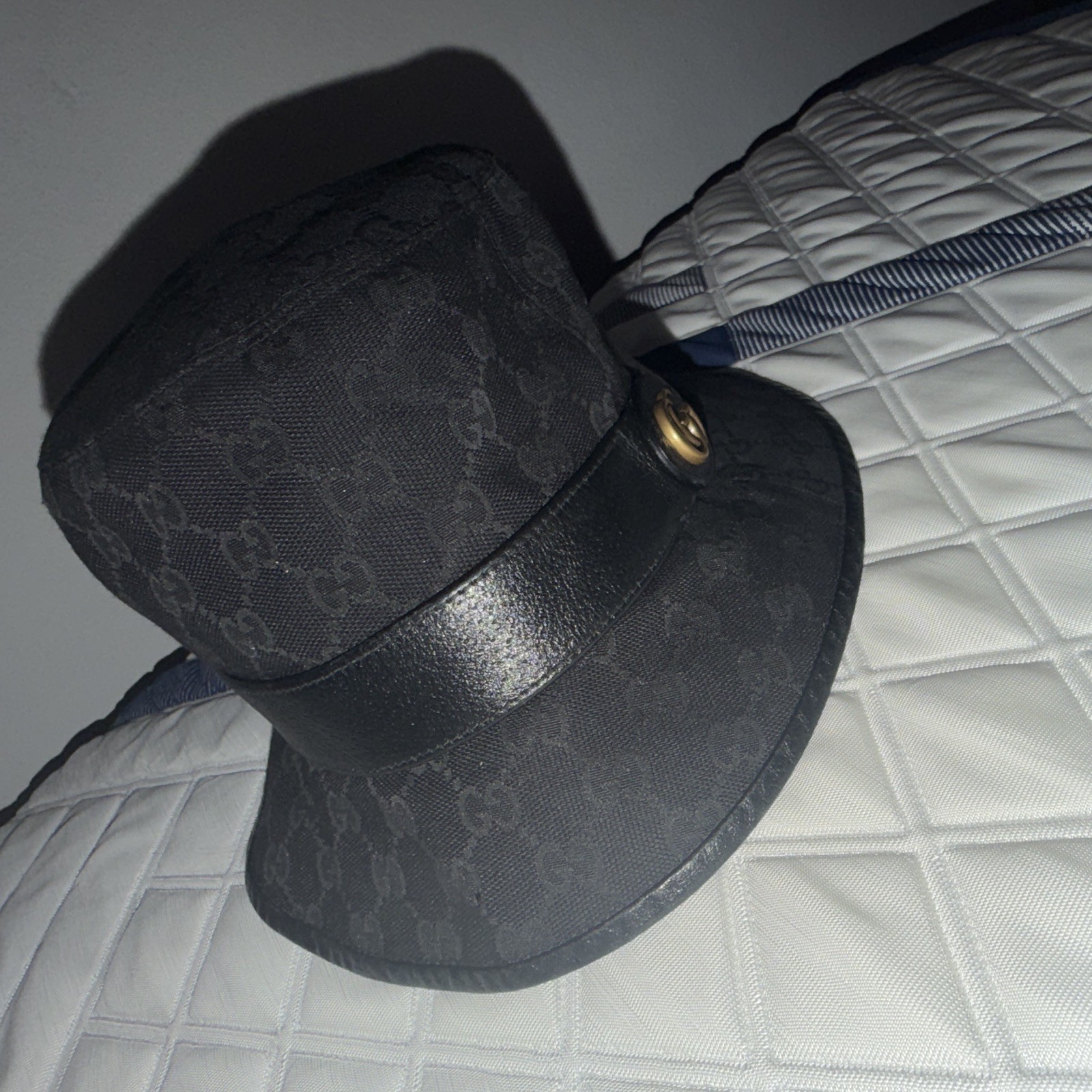 Gucci Black GG Monogram Bucket Hat, Unisex Adults, Size M (58 cm)