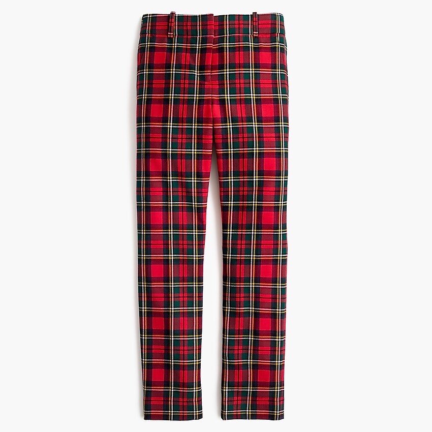 $148 NWT J CREW Cameron Slim Crop Pant Red Tartan Stretch Wool PREPPY MUST! 0 2