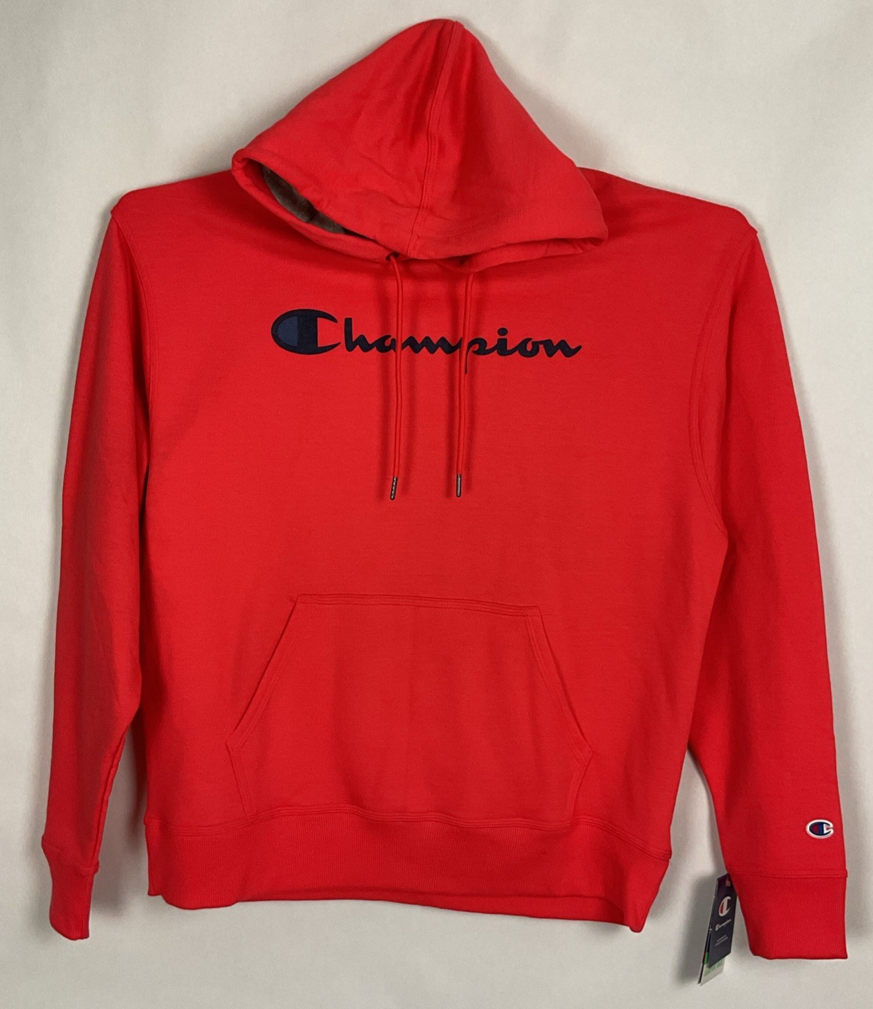 Mens Champion Hoodie Poppy Peach Orange Fleece Size Large 50×28” Pullover New