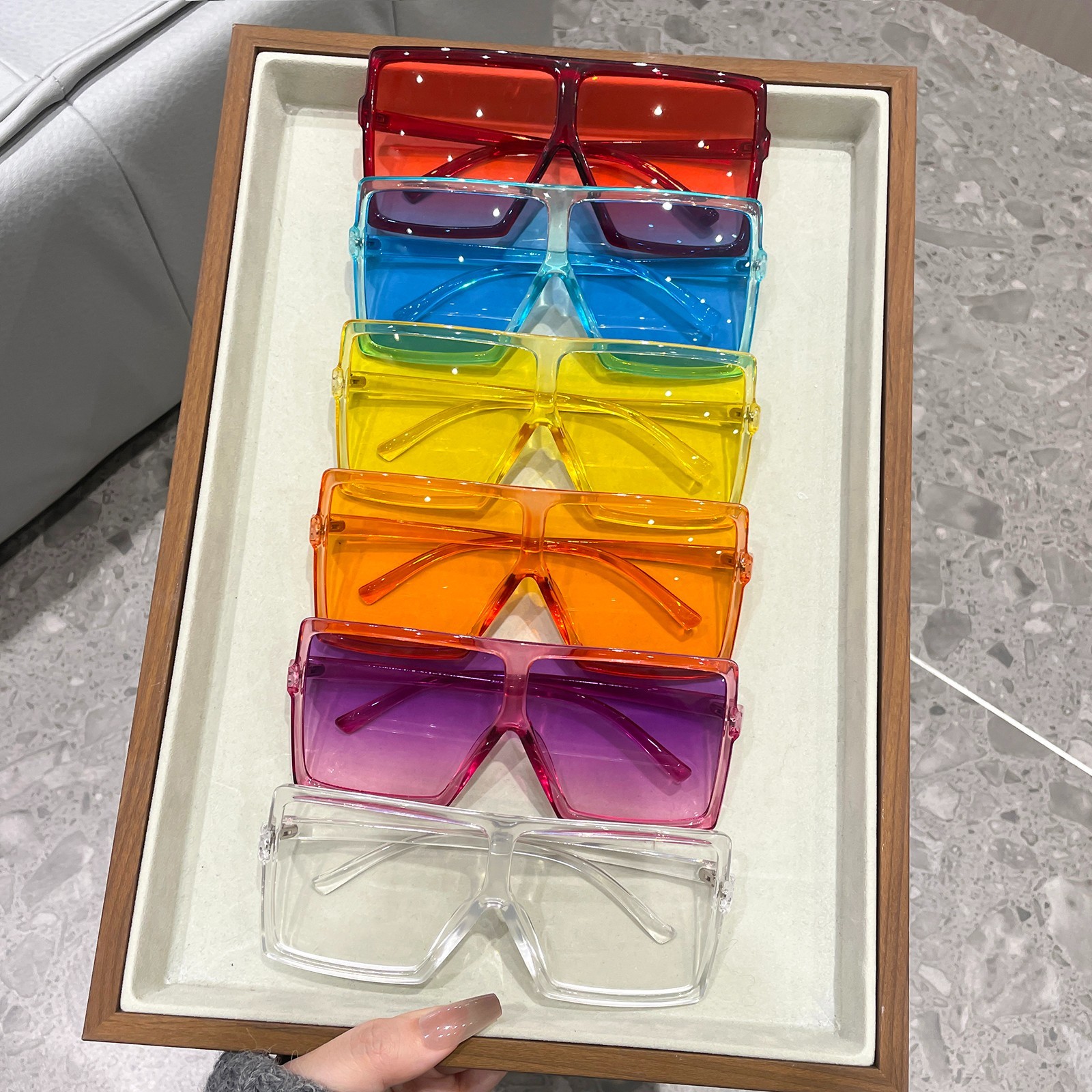 Oversize Square Flat Top Tinted XXL Women Sunglass with 400UV Polycarbonate Lens