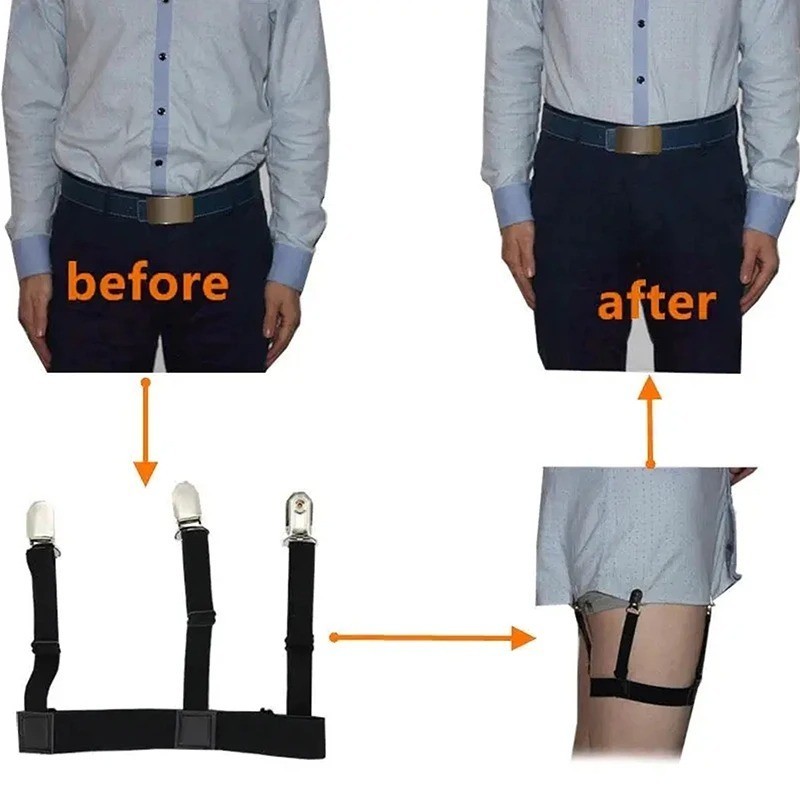 2PCS Men Hidden Shirt Stays Holder Garters Belt Non Slip Elastic Locking Clamps