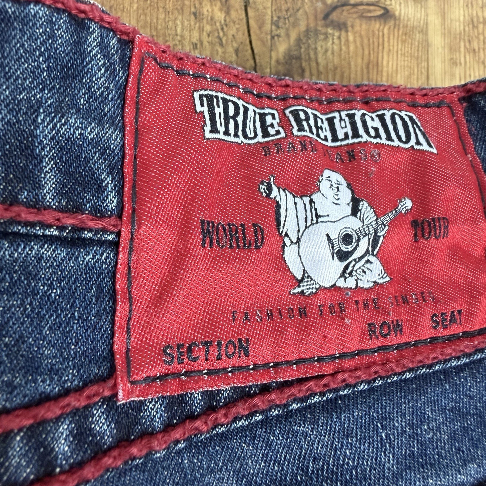 True Religion Men’s Ricky Relaxed Straight Jeans Red Rope Stiching