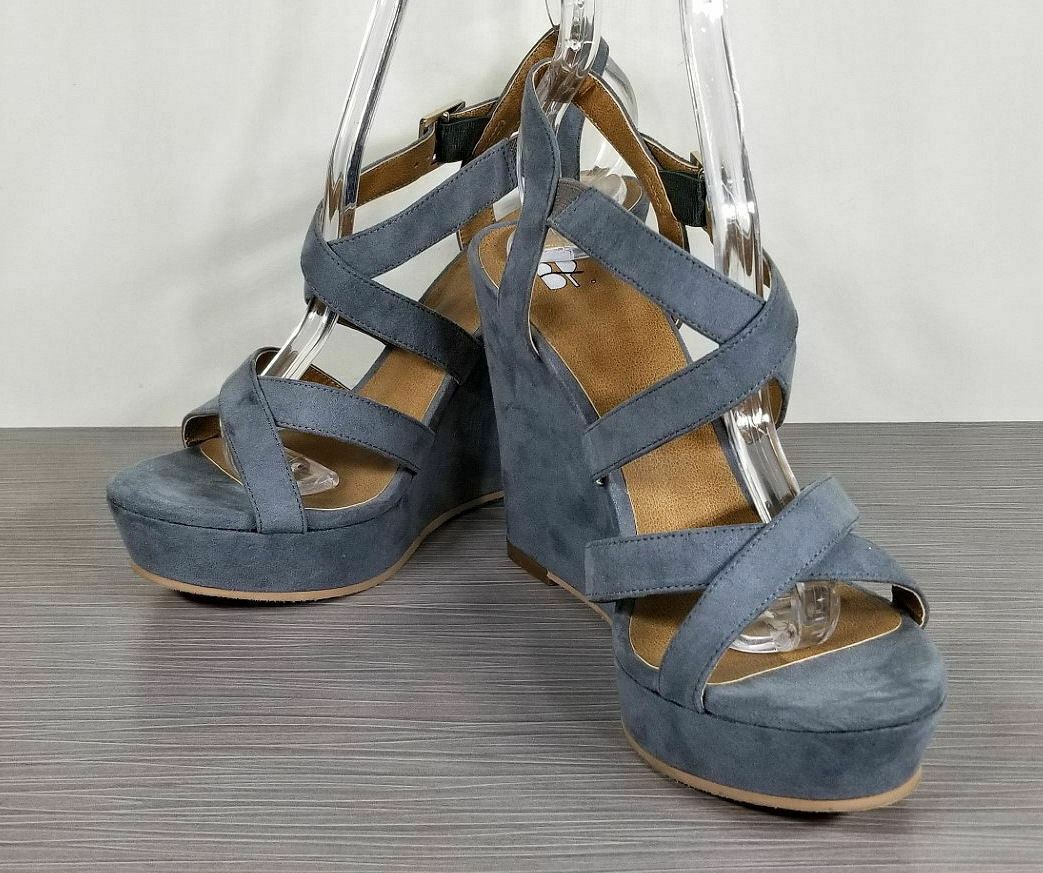 BP Summers Wedge Sandal, Blue-Grey, Womens Size 7.5 M