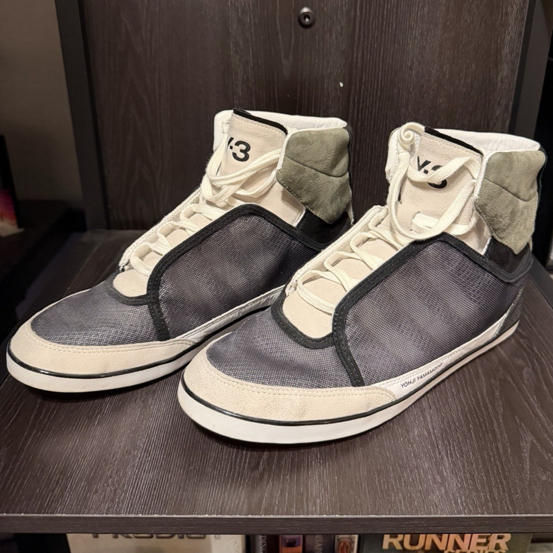 Y-3 Honja High Men’s High Top Lace-Up Athletic Sneakers Gray/White/Black