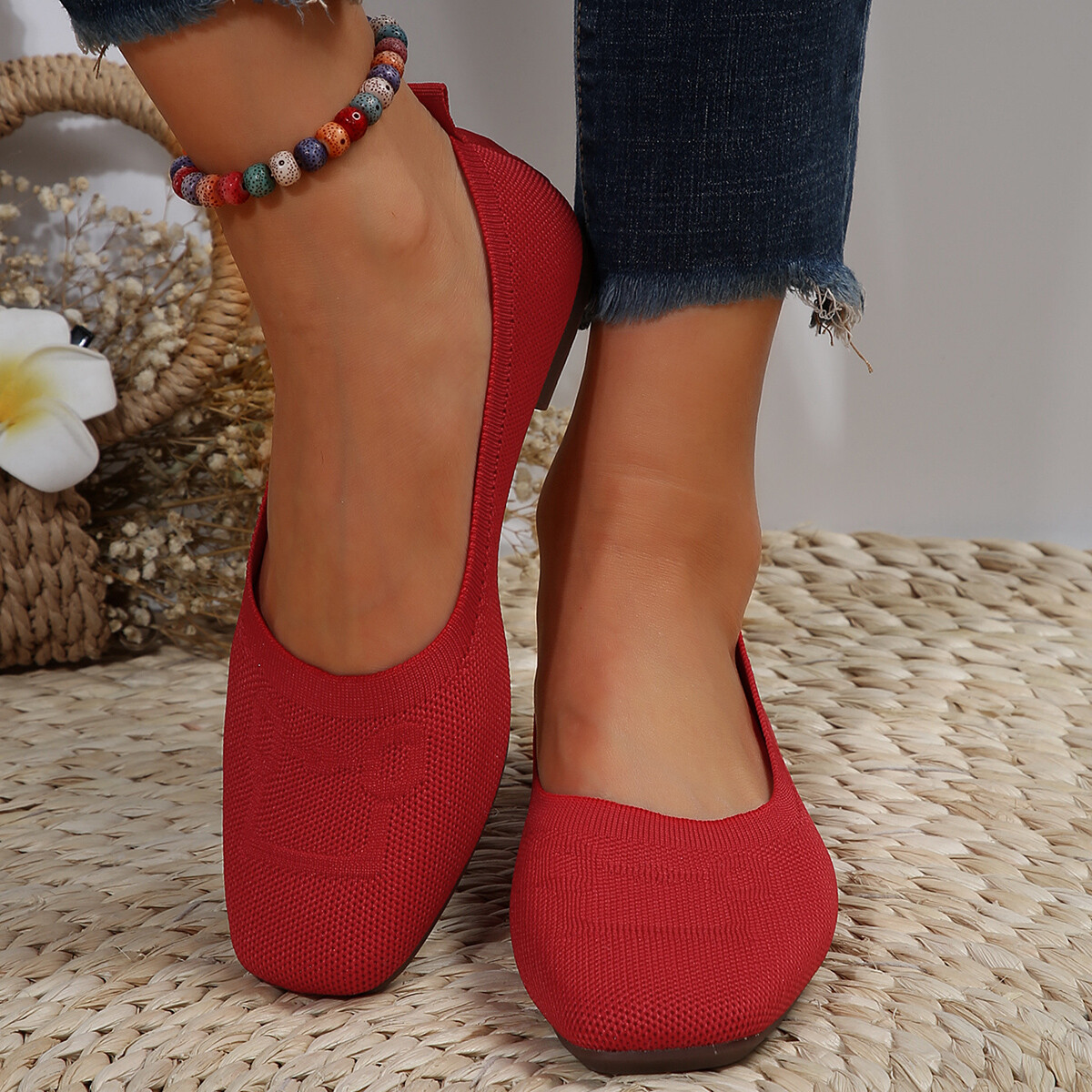Women’s Ballet Flats Shoes Comfortable Soft Casual Slip on Dress Shoes Square