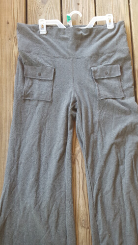 Long Bell Yoga Wide Athletic Pants Made in Sri Lanka XL Cotton Lycra Gray VTG