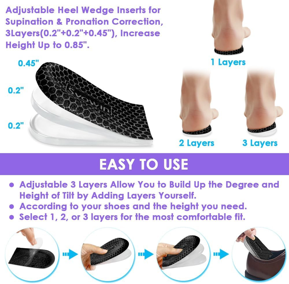 3 Layers Adjustable Supination Overpronation Insoles, Anti-Slip Medial Lateral H