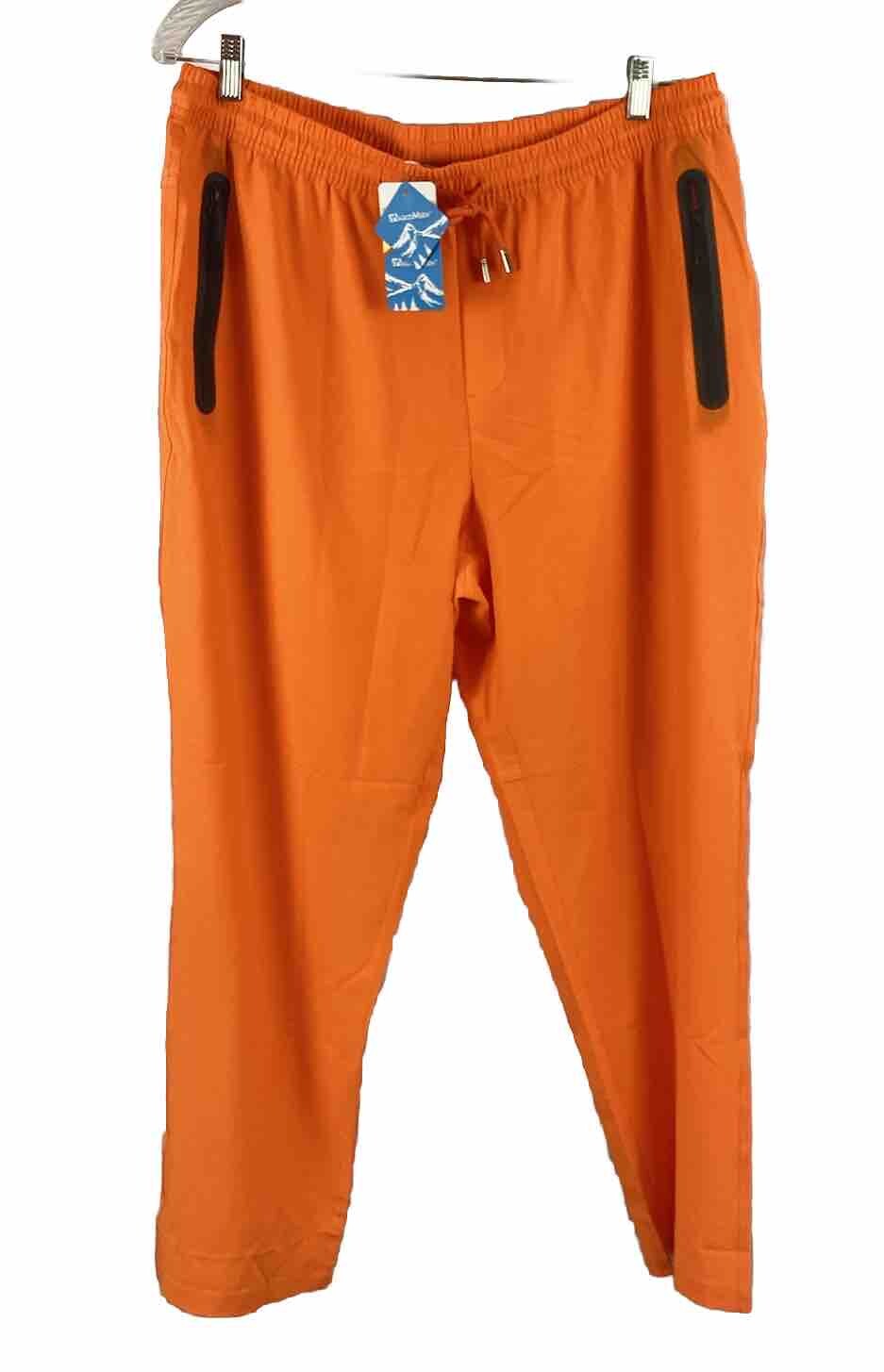 MagcoMsen Mens Hiking Stretch Quick Dry Elastic Waist Pants Orange Size 40