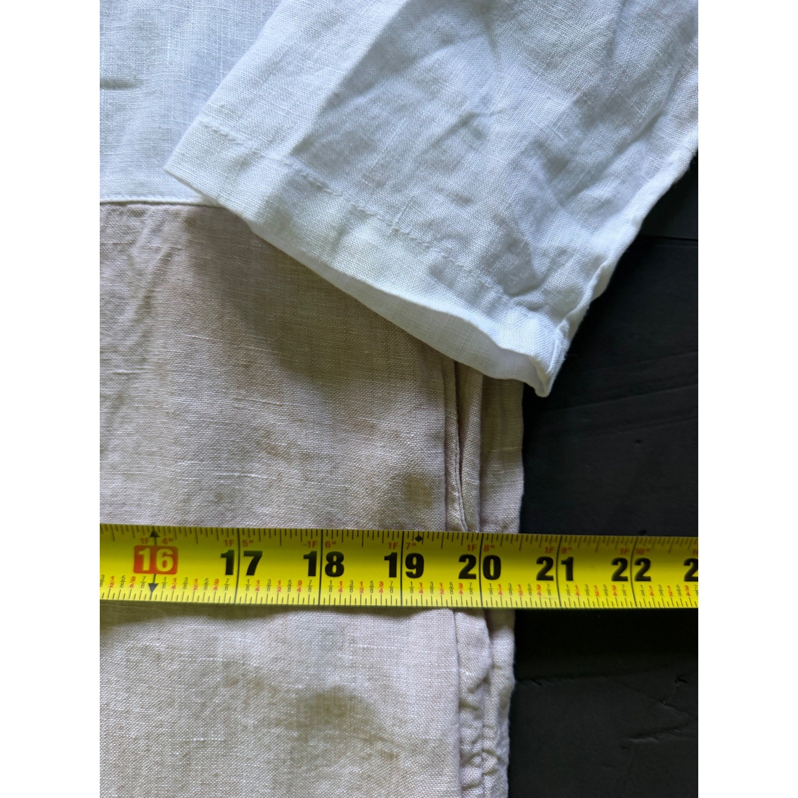 Tahari Linen Color Block Shift Dress White Tan Long Sleeve Womens Large