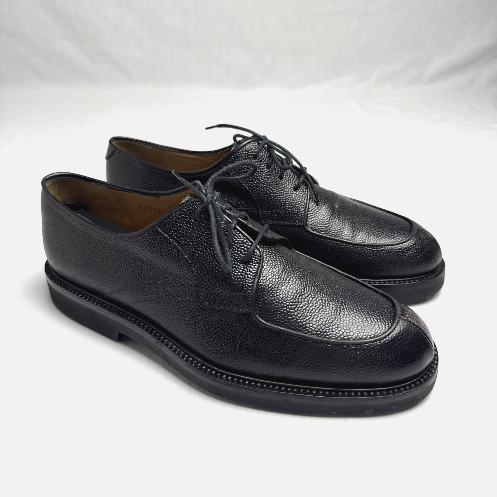 Bruno Magli Men’s Renato Black Pebbled Leather Apron Toe Derbys Sz 10 M Italy