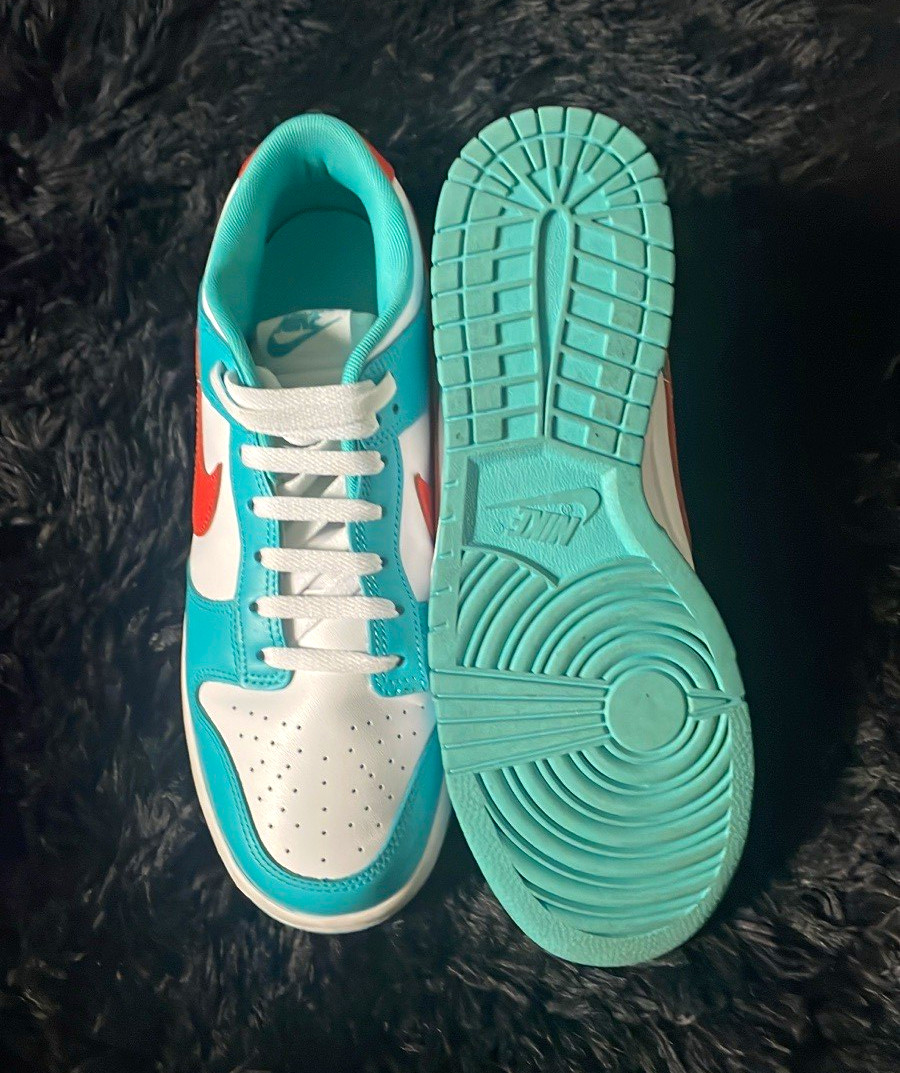 Nike Dunk Men’s Low Top Athletic Sneaker Lace-Up Colorblock White Teal