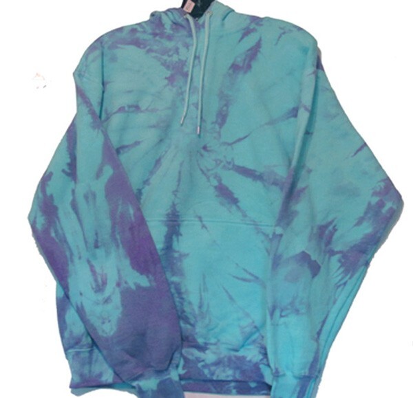 Size SMALL BLUE with PURPLE Hand-dyed TIE DYE HOODY Hooded Sweatshirt LAST 1