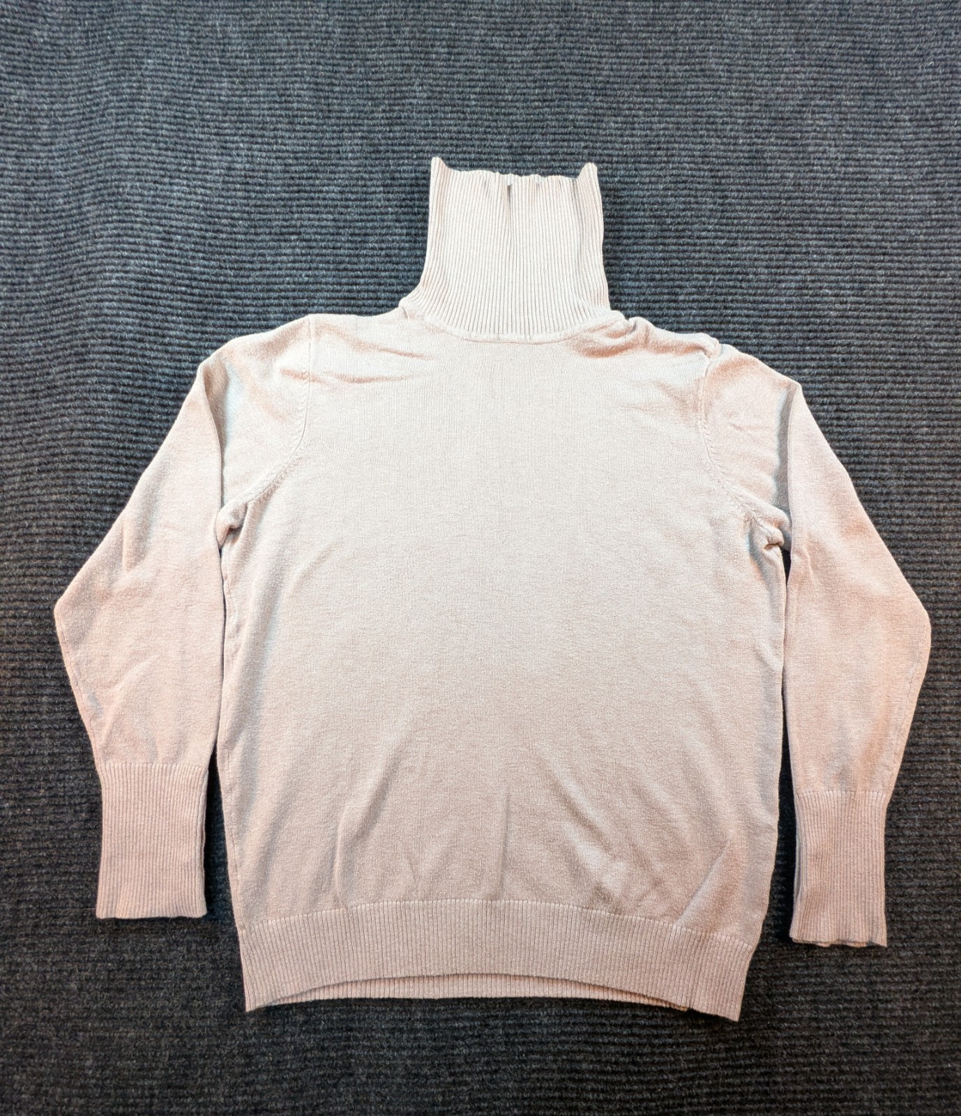 Joseph A Sweater Womens Medium Beige Turtleneck Tight Knit Ribbed Warm Winter